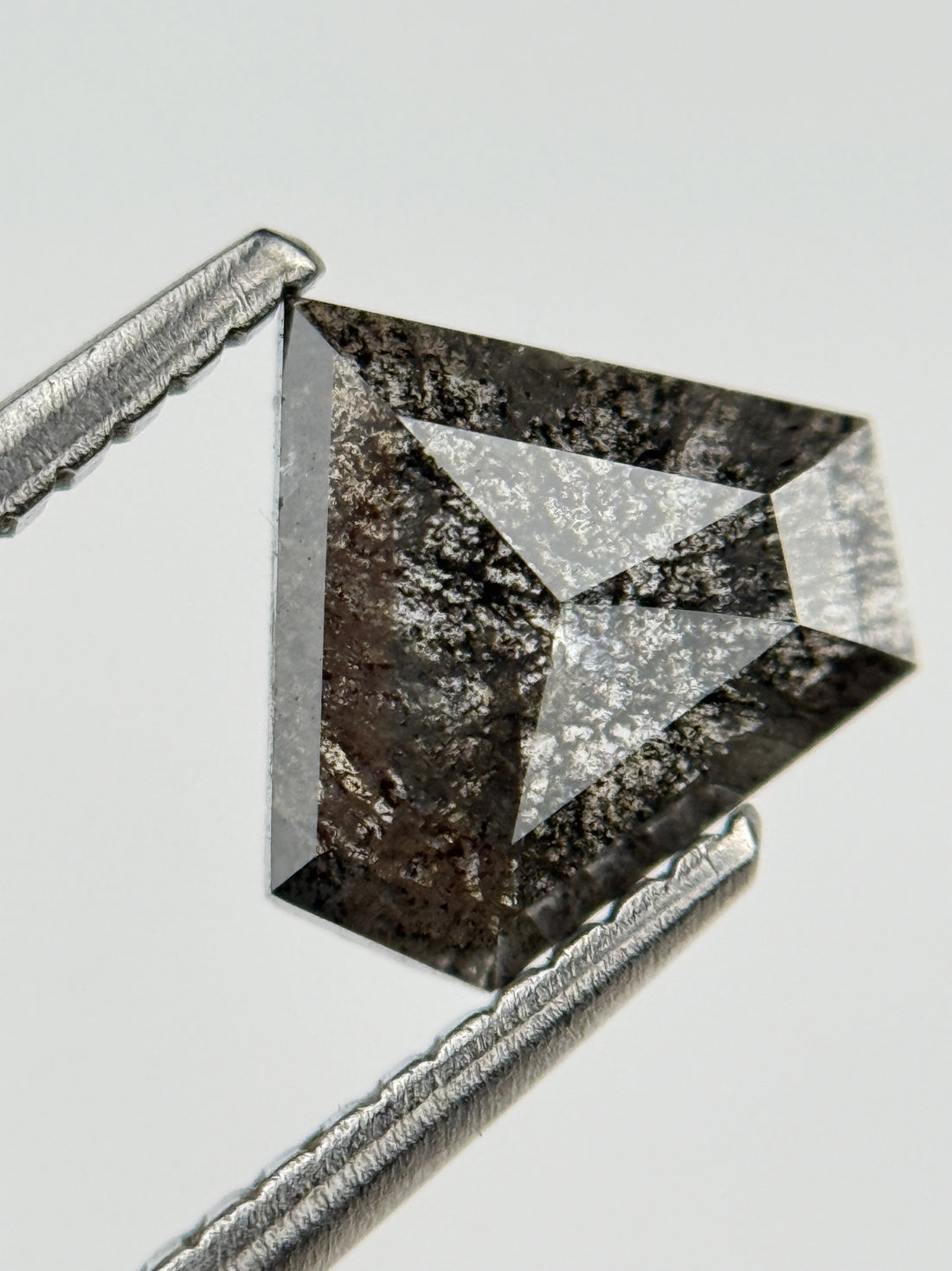1.04 Ct Pentagon Rose Cut Grey Natural Salt and Pepper Diamond