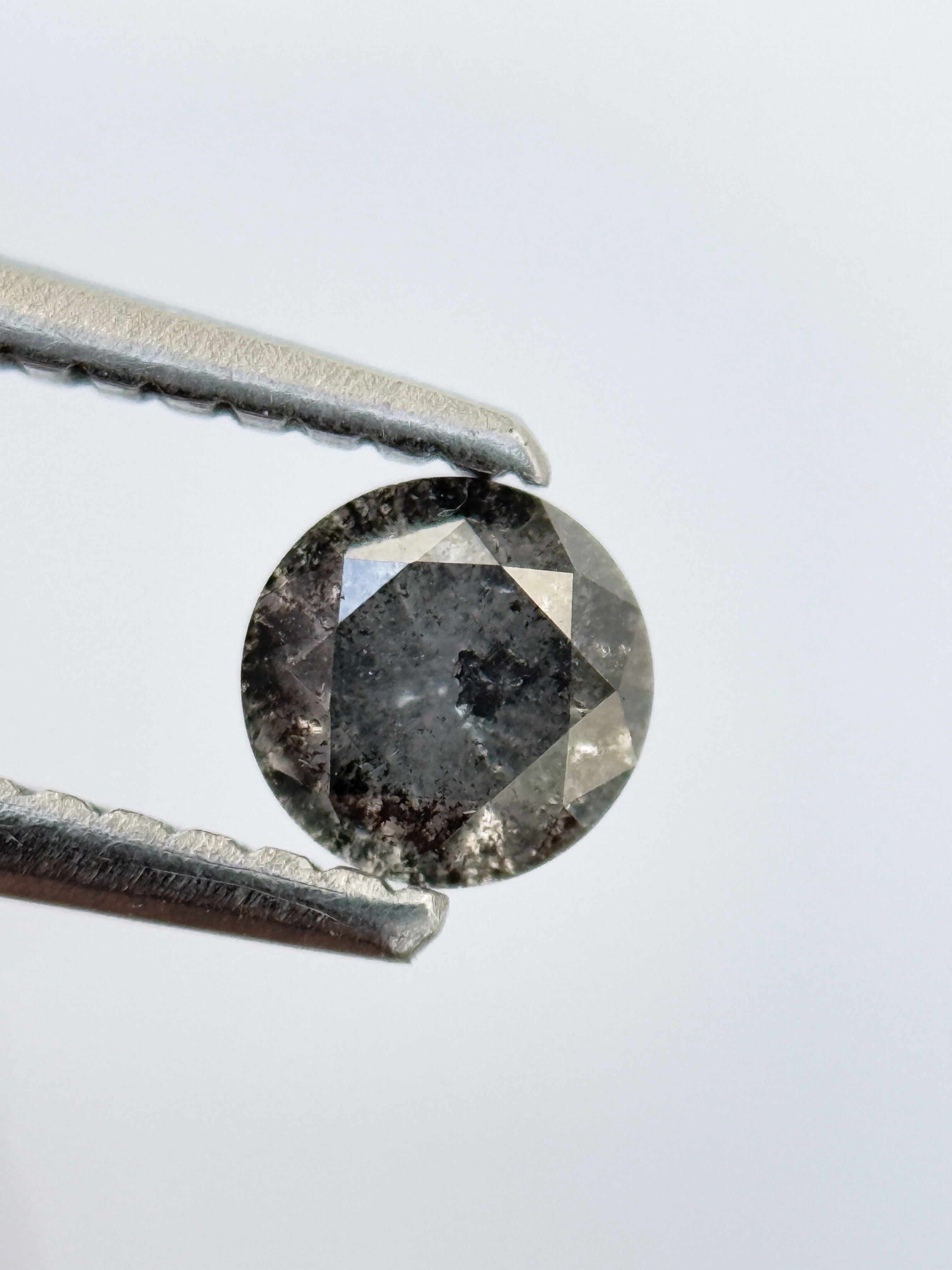 0.40 Ct Round Brilliant Cut Grey Natural Salt and Pepper Diamond