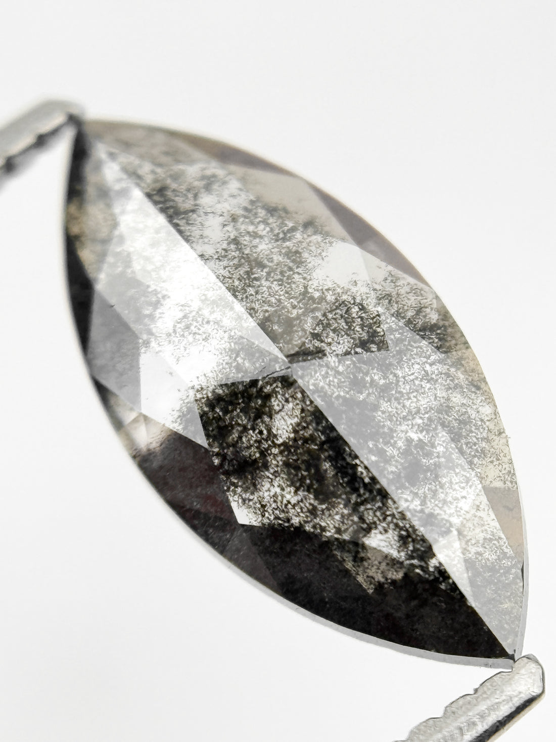 1.79 Ct Marquise Rose Cut Grey Natural Galaxy Diamond