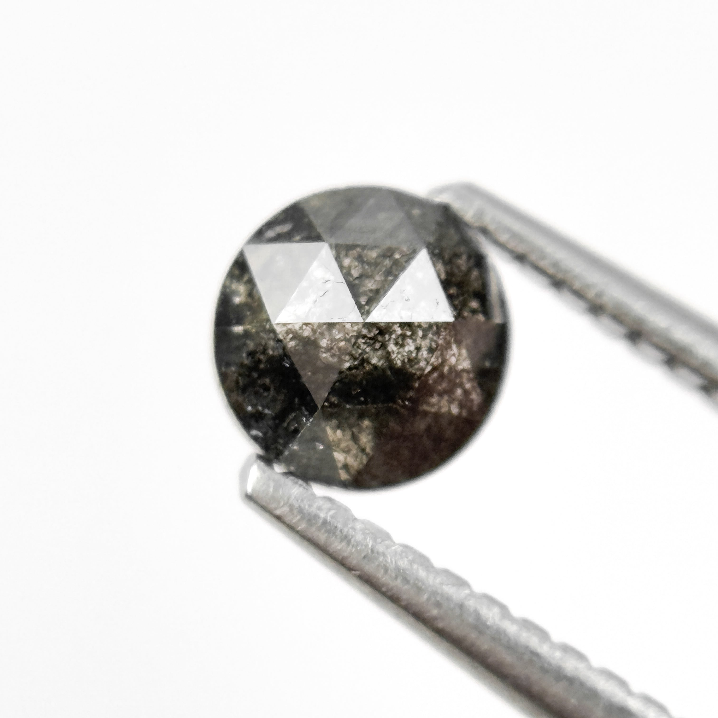0.68 Ct Round Rose Cut Grey Natural Salt and Pepper Diamond