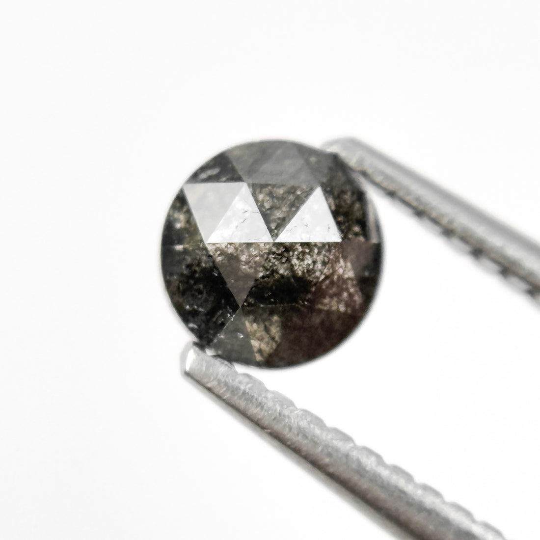0.68 Ct Round Rose Cut Grey Natural Salt and Pepper Diamond