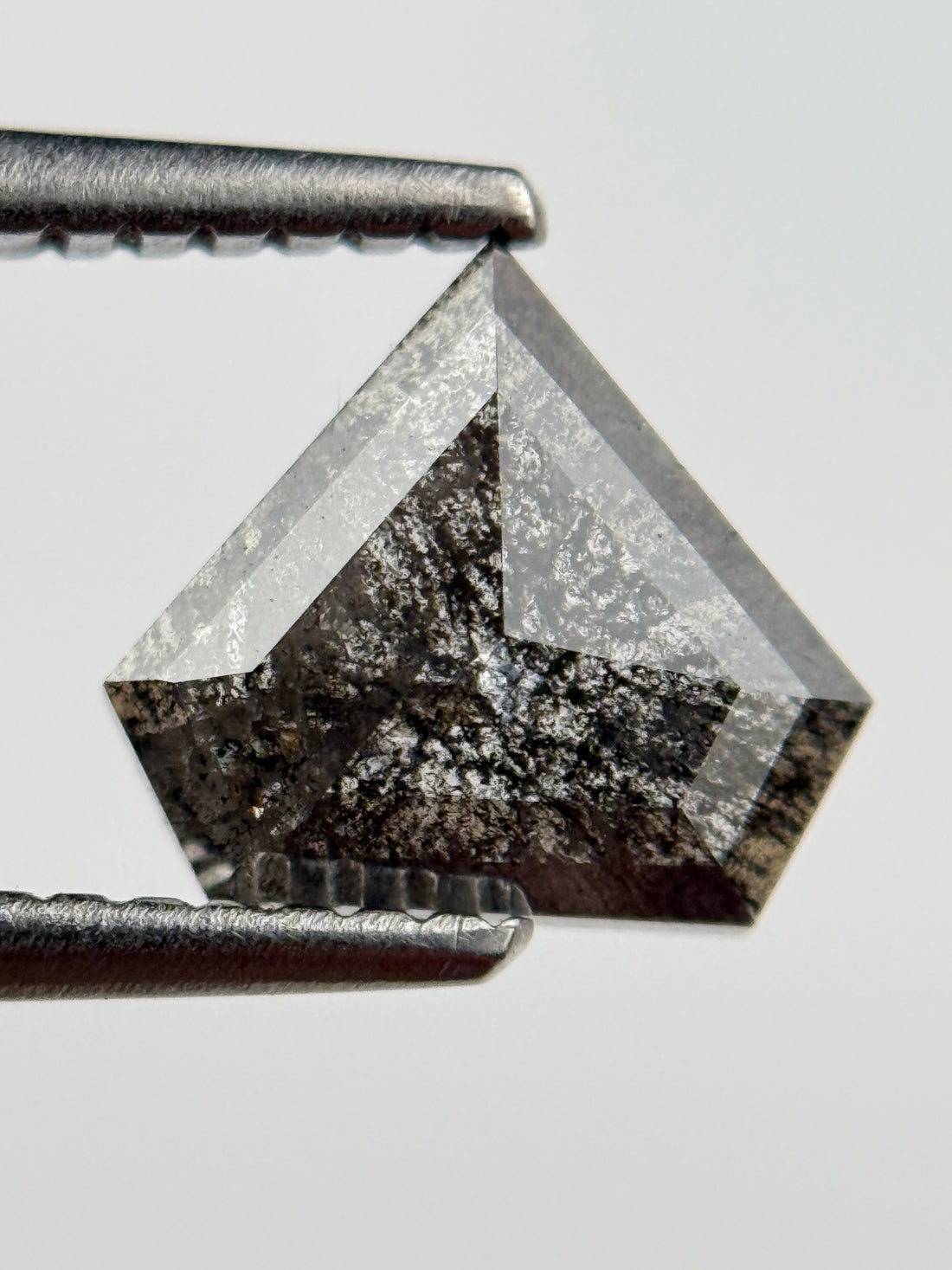 1.04 Ct Pentagon Rose Cut Grey Natural Salt and Pepper Diamond