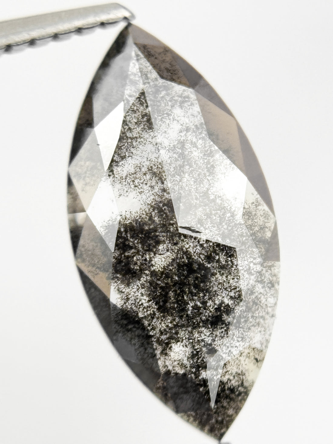 1.79 Ct Marquise Rose Cut Grey Natural Galaxy Diamond