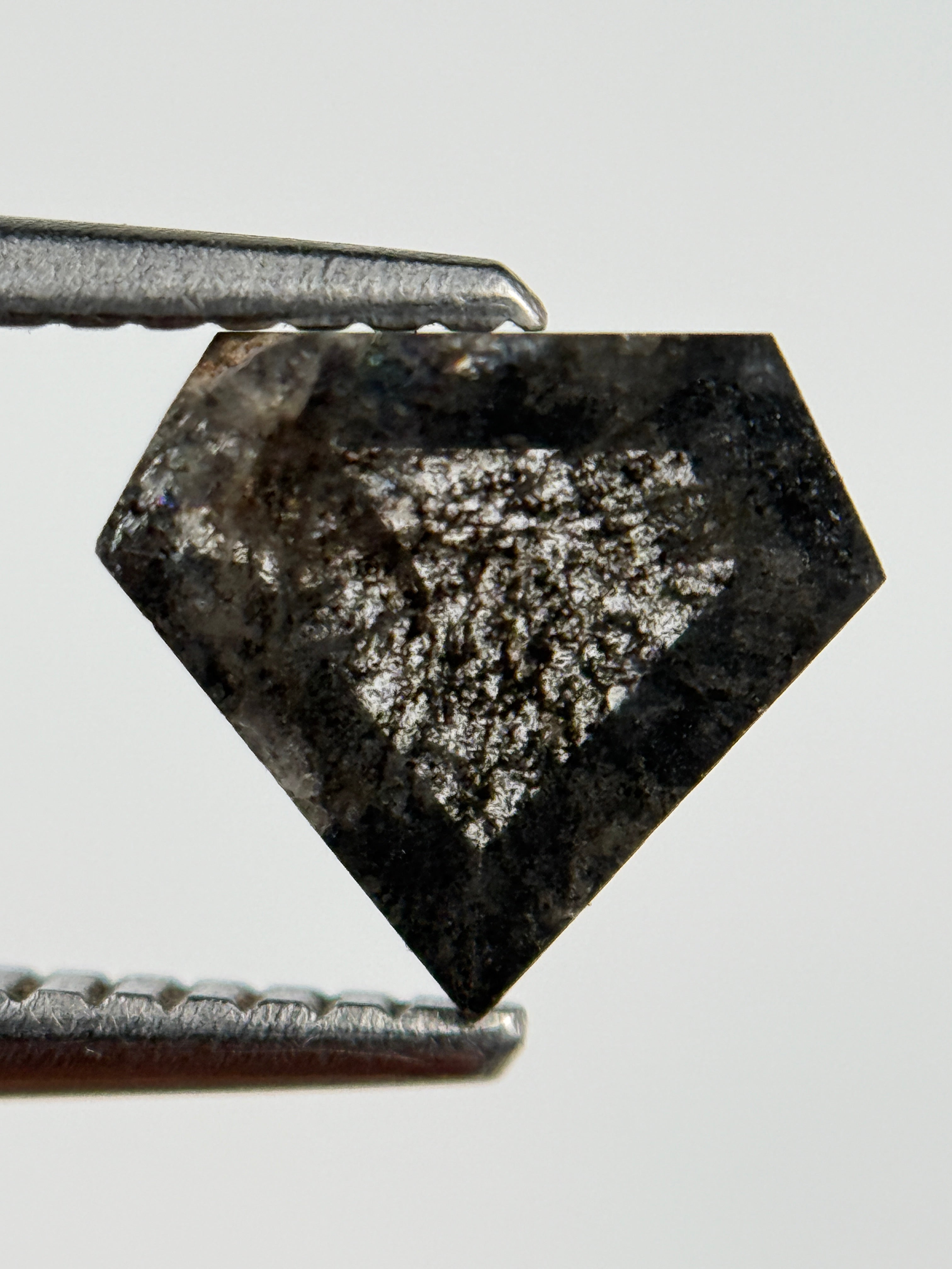 1.04 Ct Pentagon Rose Cut Grey Natural Salt and Pepper Diamond