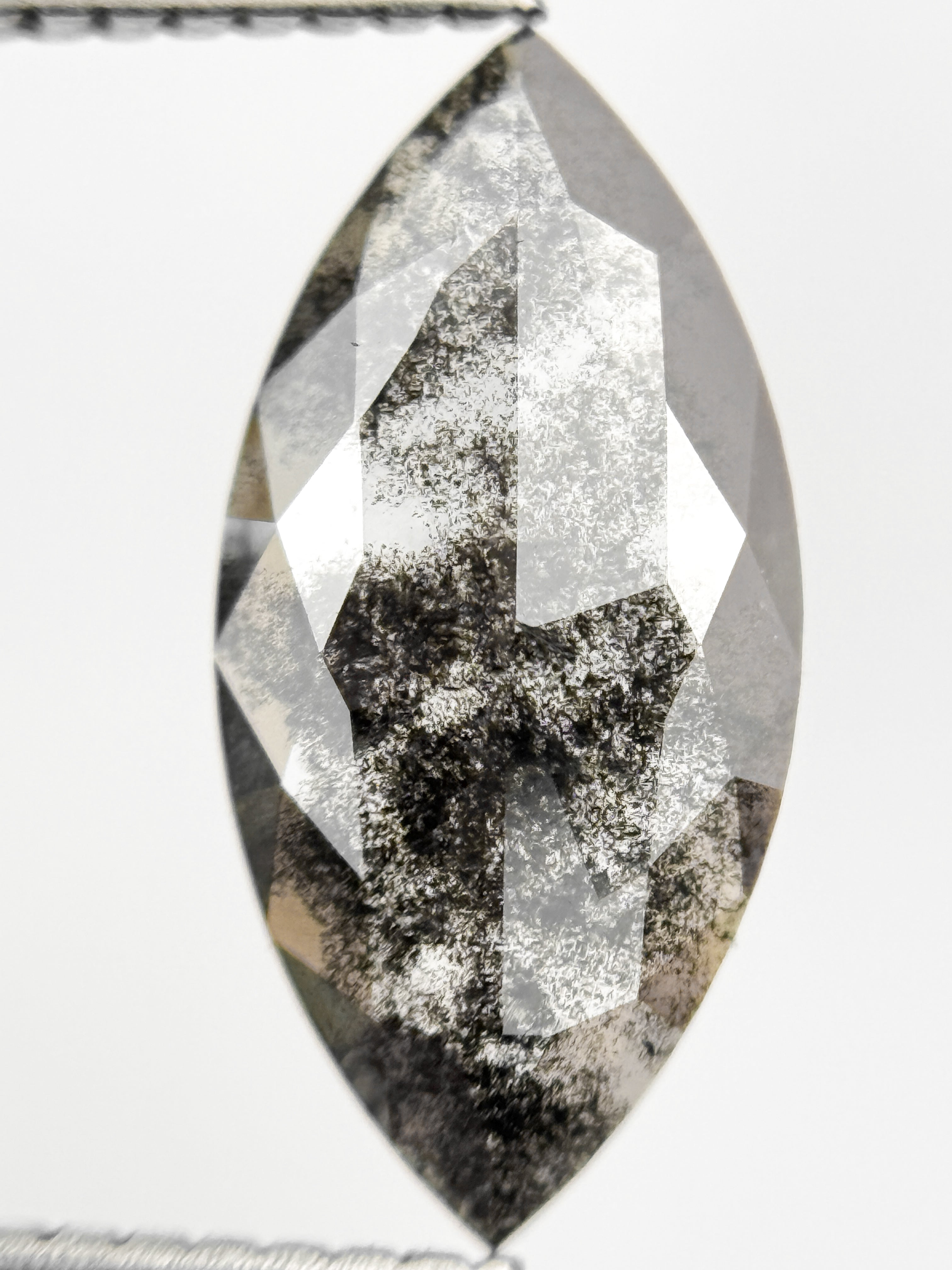 1.79 Ct Marquise Rose Cut Grey Natural Galaxy Diamond