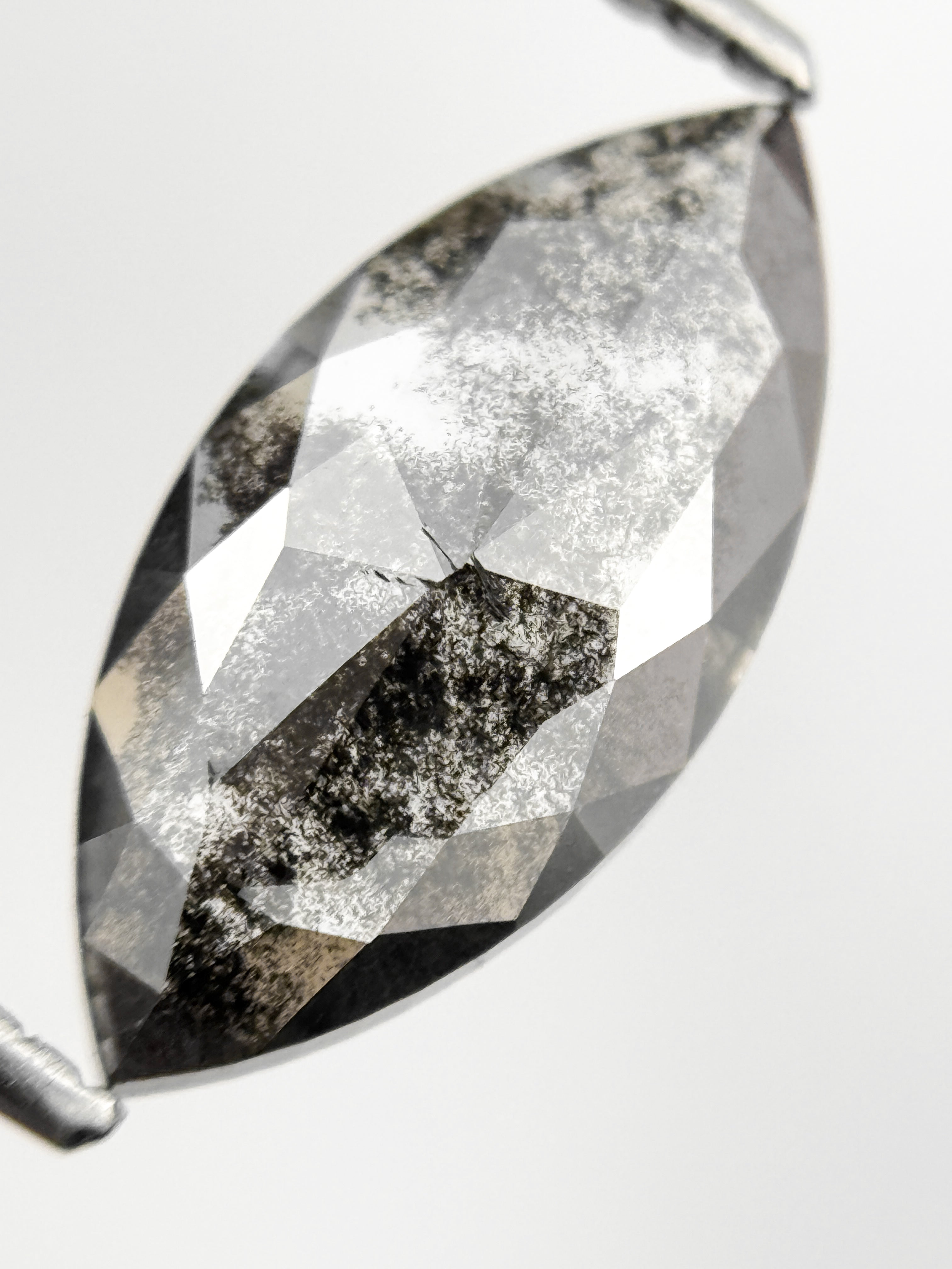 1.79 Ct Marquise Rose Cut Grey Natural Galaxy Diamond