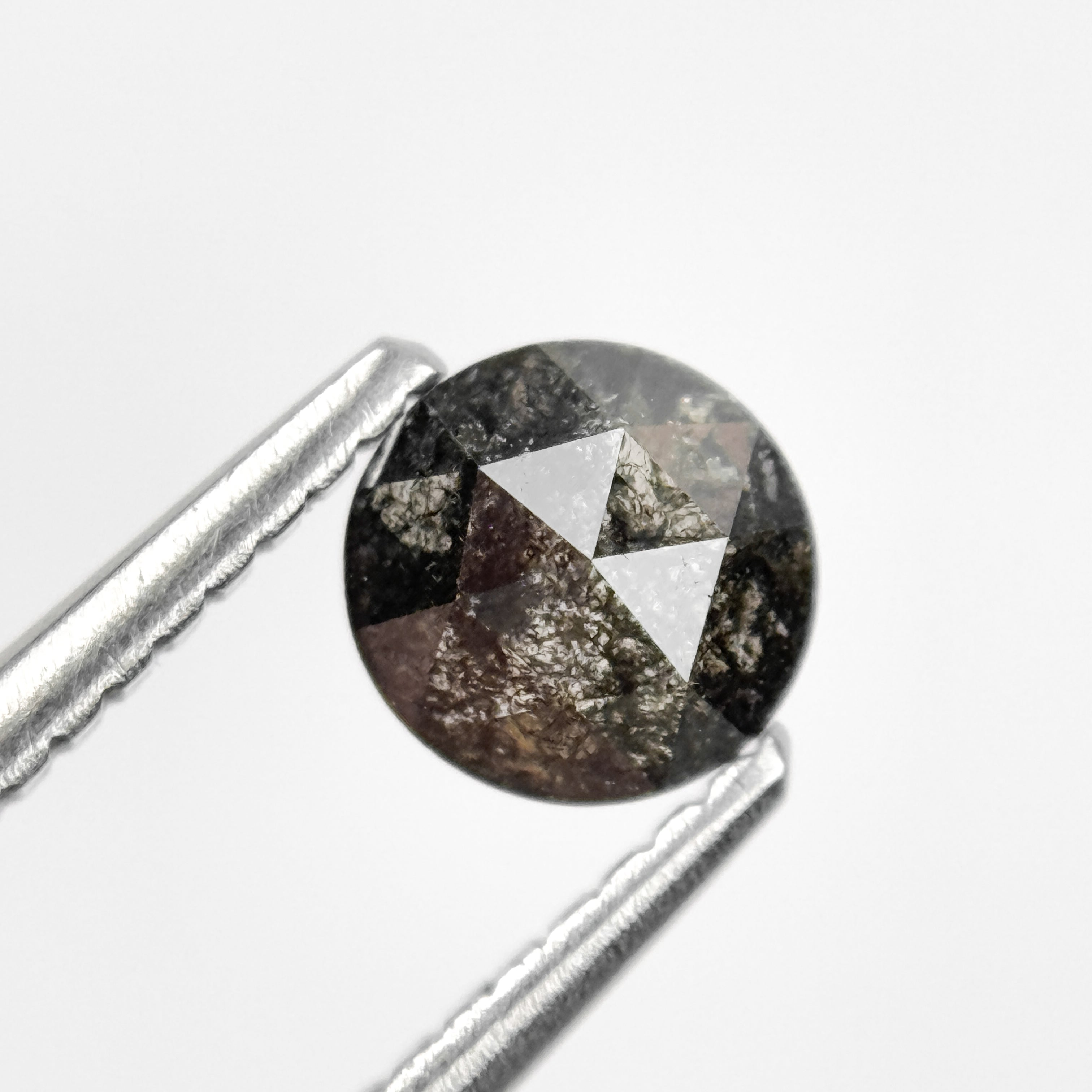 0.68 Ct Round Rose Cut Grey Natural Salt and Pepper Diamond