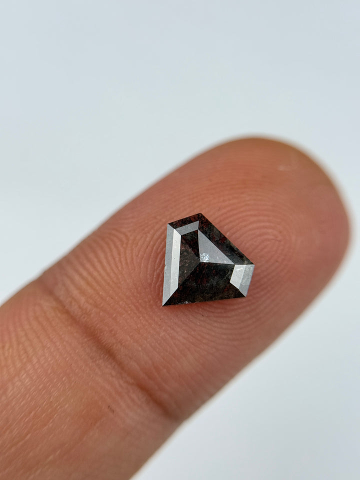 1.04 Ct Pentagon Rose Cut Grey Natural Salt and Pepper Diamond