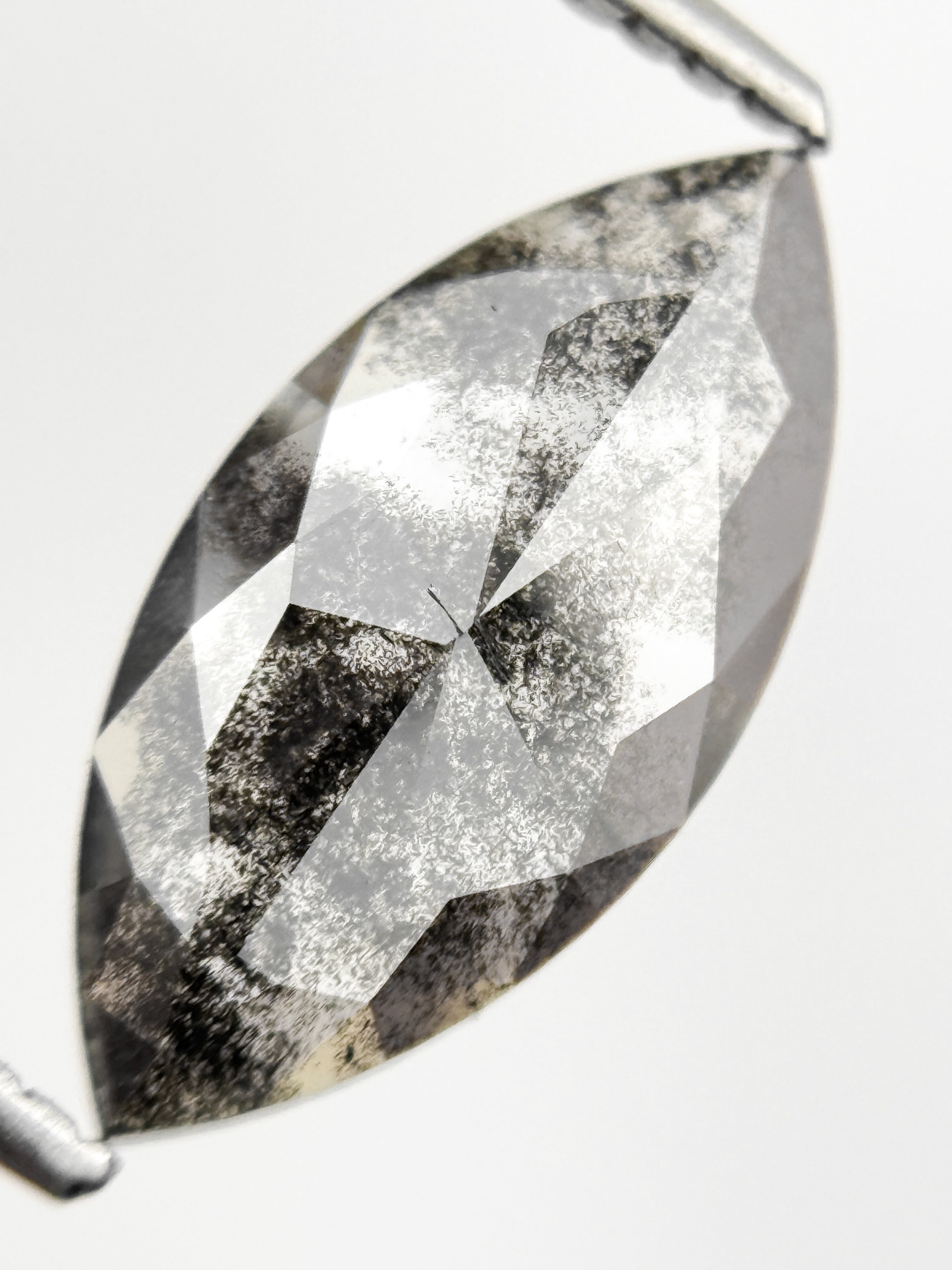 1.79 Ct Marquise Rose Cut Grey Natural Galaxy Diamond