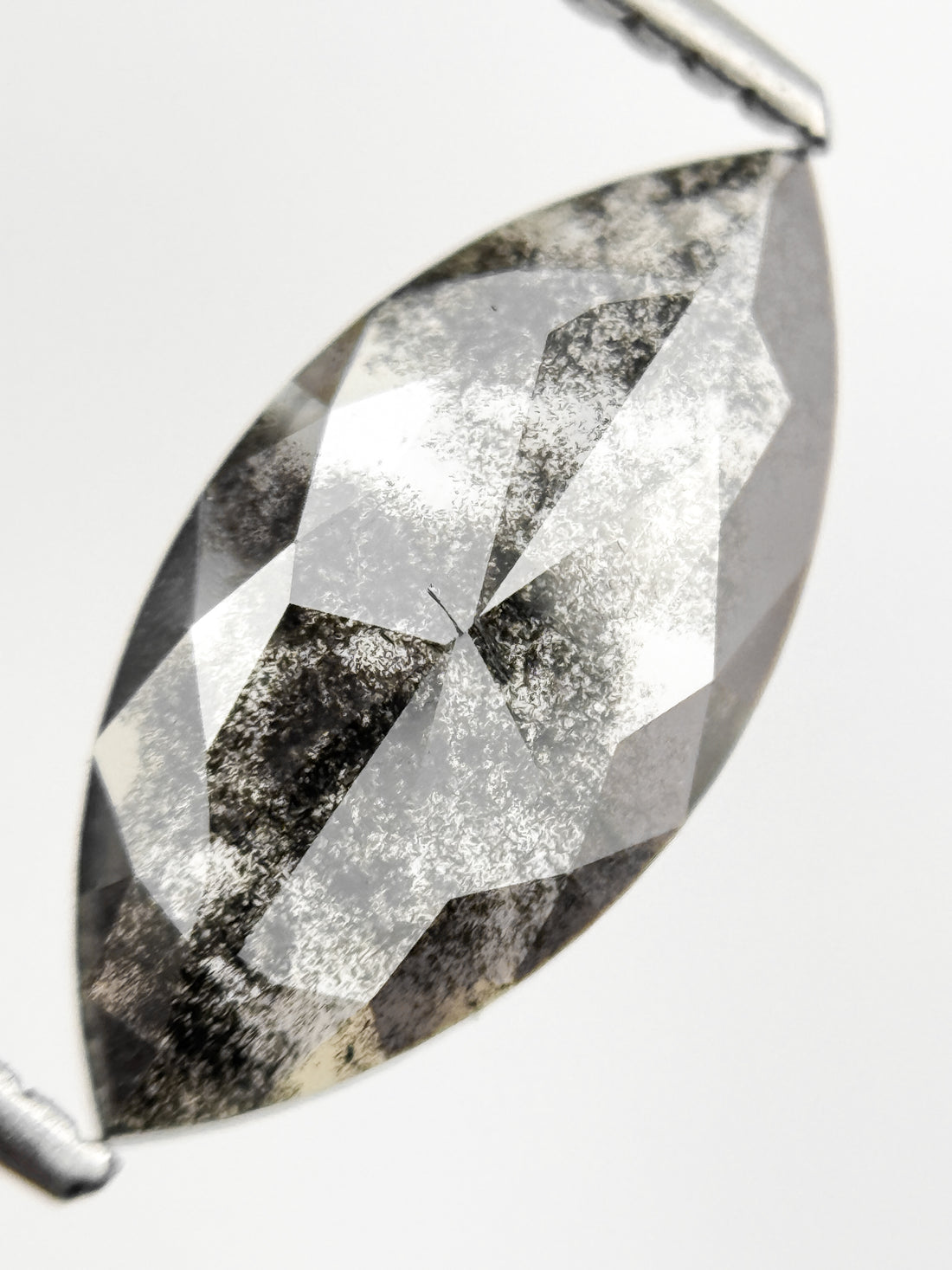 1.79 Ct Marquise Rose Cut Grey Natural Galaxy Diamond