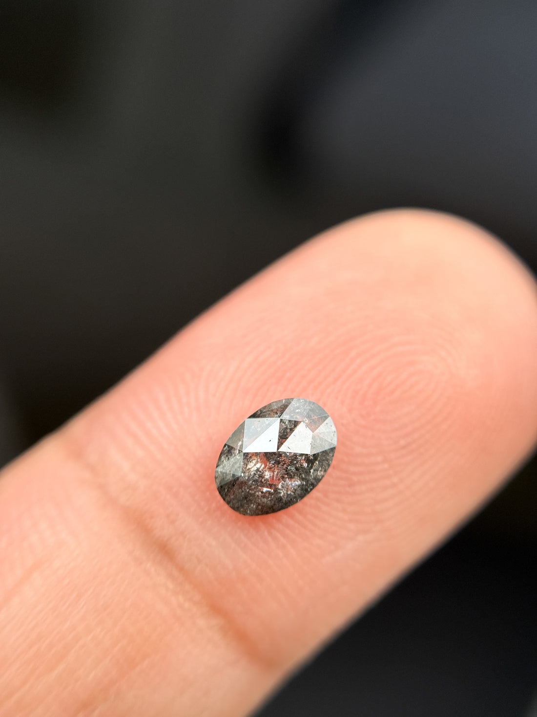 0.67 Ct Oval Rose Cut Grey Natural Minimalist Diamond