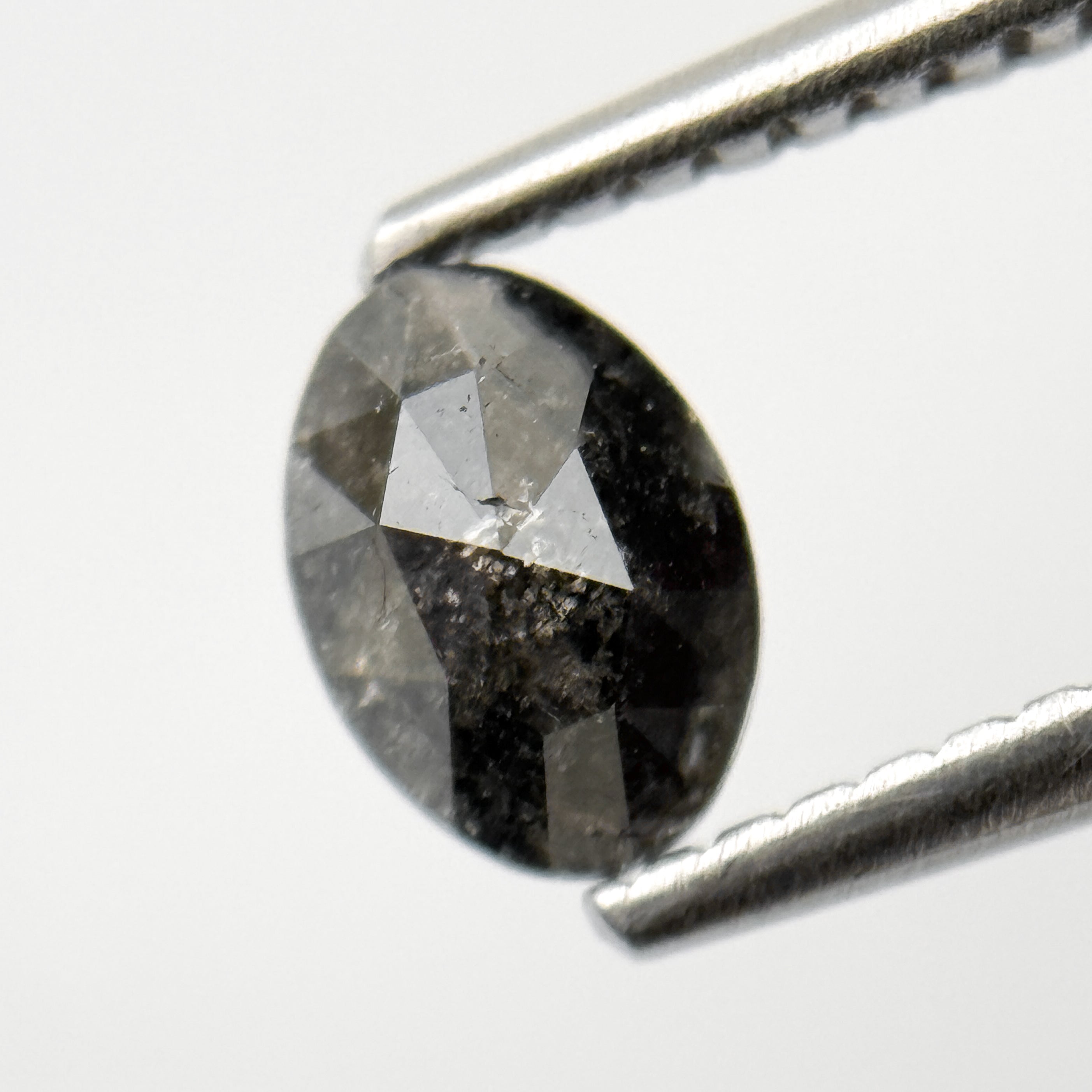 0.58 Ct Oval Rose Cut Grey Black Natural Salt and Pepper Diamond