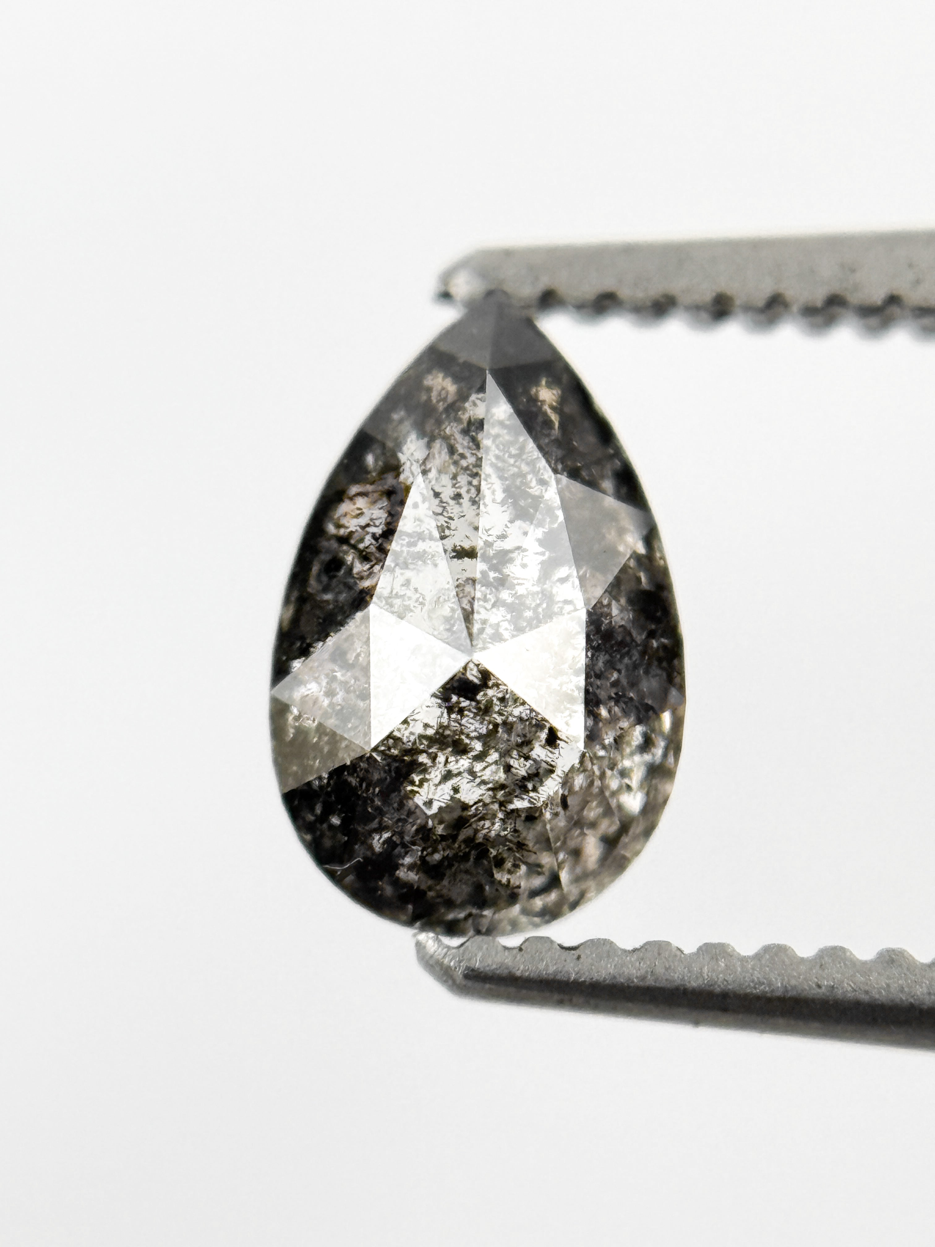 0.76 Ct Pear Rose Cut Grey Natural Minimalist Diamond