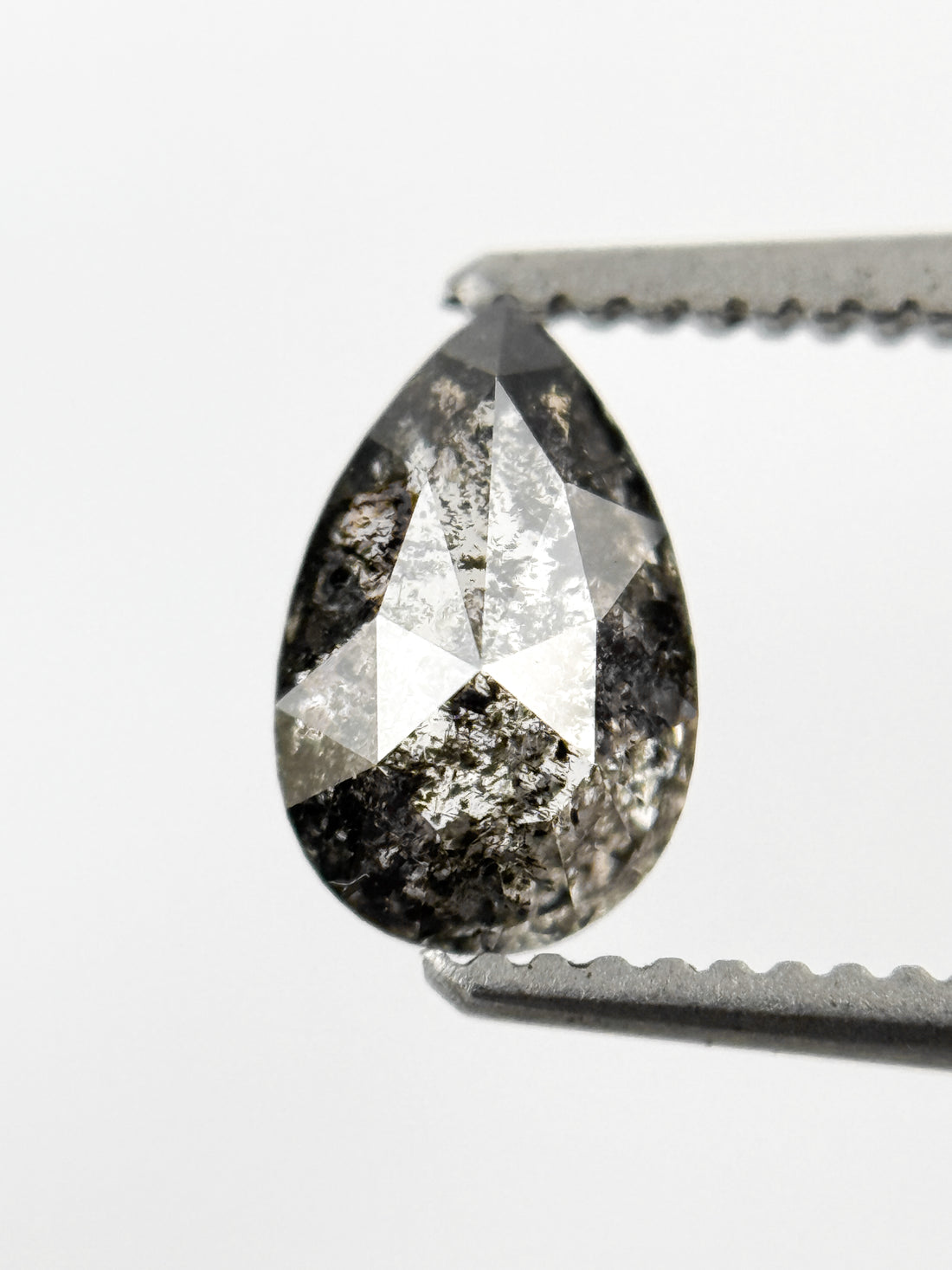 0.76 Ct Pear Rose Cut Grey Natural Minimalist Diamond