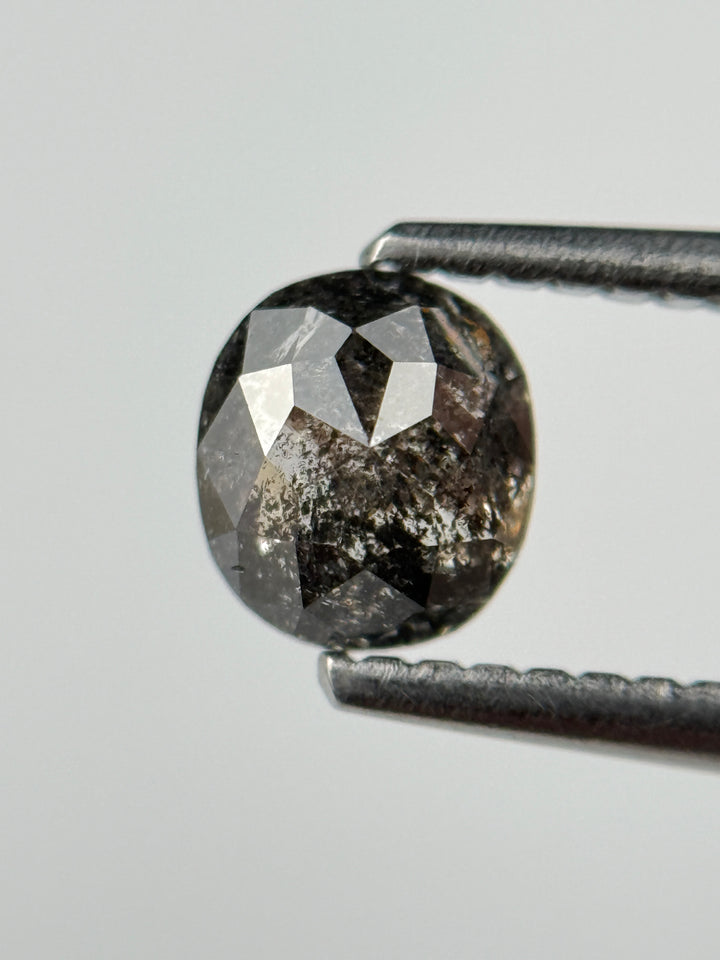 0.73 Ct Cushion Rose Cut Grey Natural Salt and Pepper Diamond