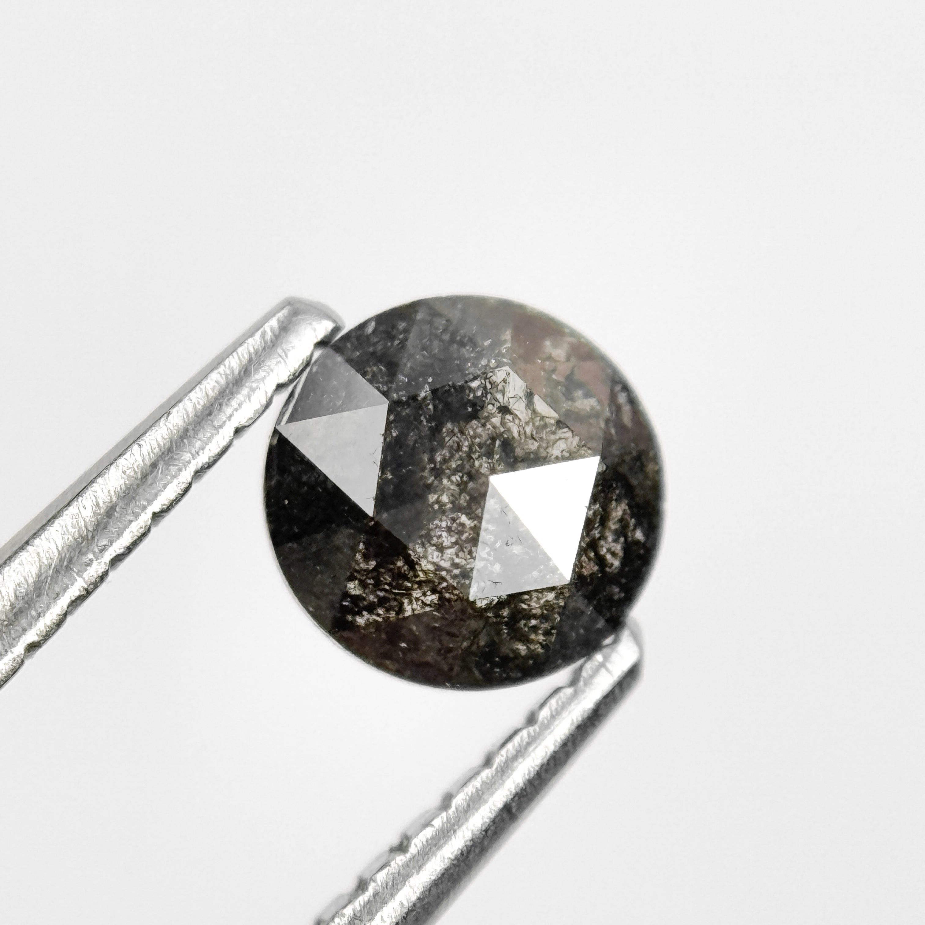0.68 Ct Round Rose Cut Grey Natural Salt and Pepper Diamond