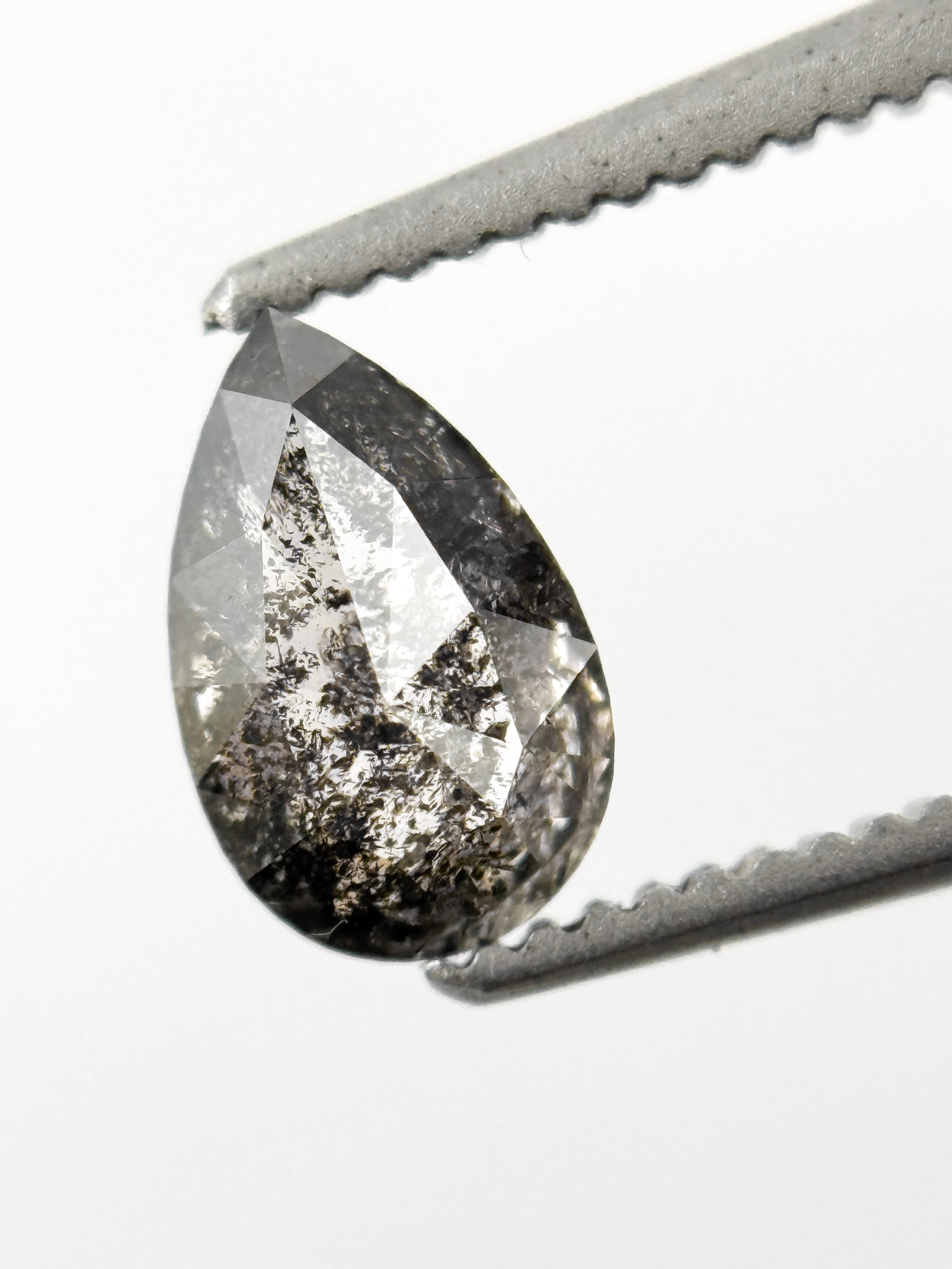 0.76 Ct Pear Rose Cut Grey Natural Minimalist Diamond