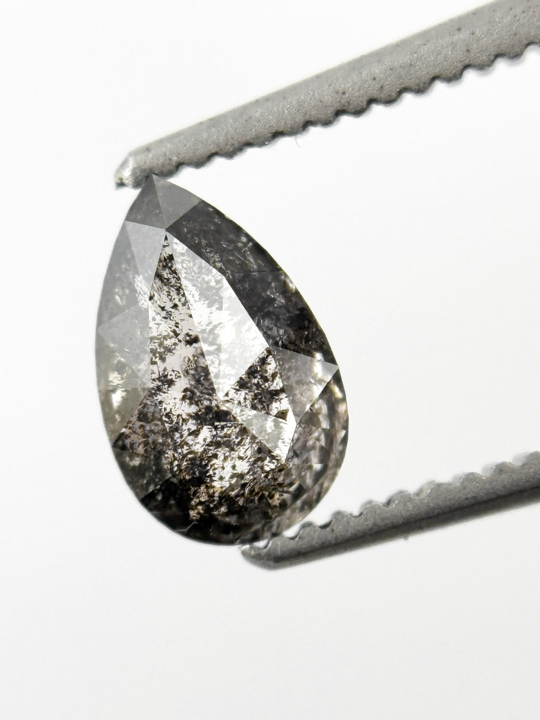0.76 Ct Pear Rose Cut Grey Natural Minimalist Diamond