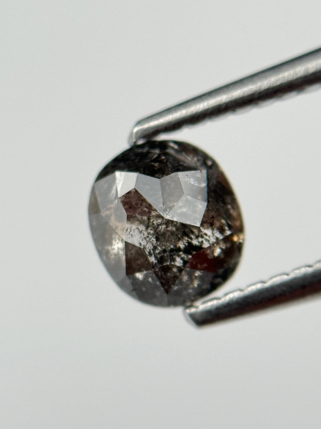 0.73 Ct Cushion Rose Cut Grey Natural Salt and Pepper Diamond