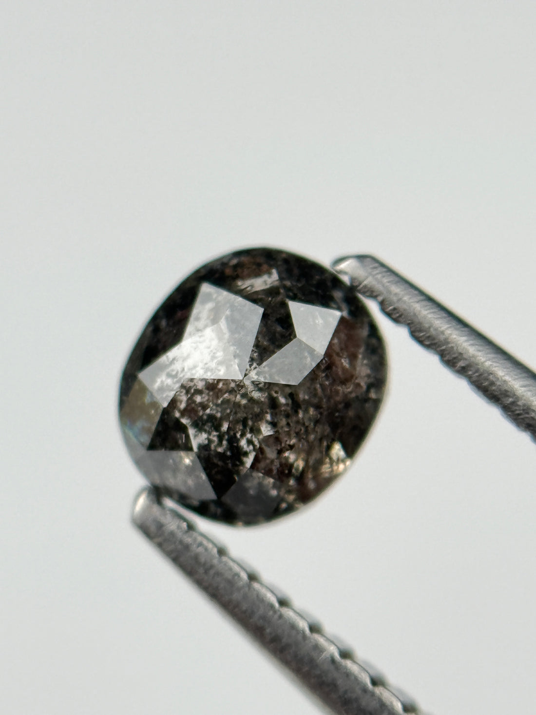 0.73 Ct Cushion Rose Cut Grey Natural Salt and Pepper Diamond