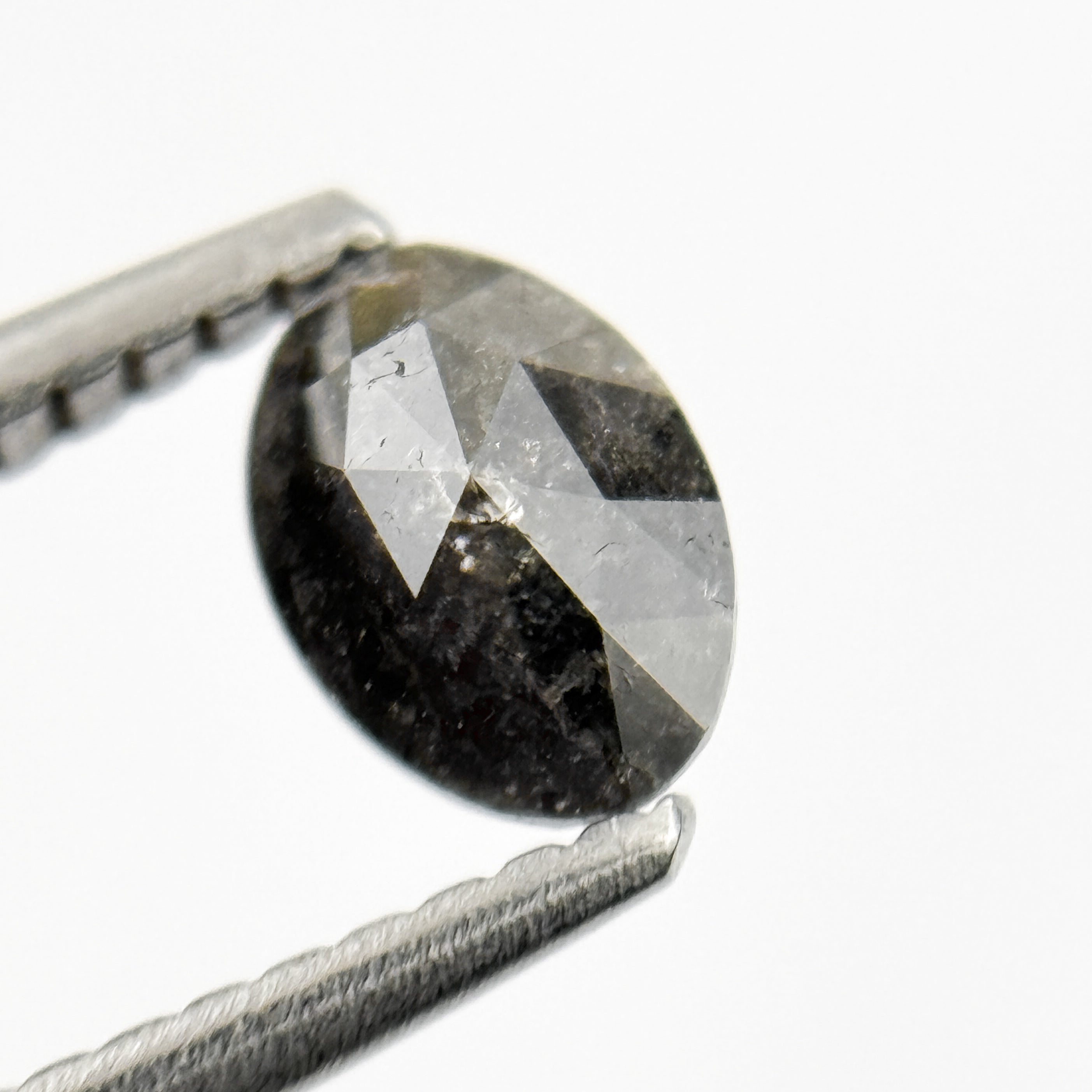 0.58 Ct Oval Rose Cut Grey Black Natural Salt and Pepper Diamond
