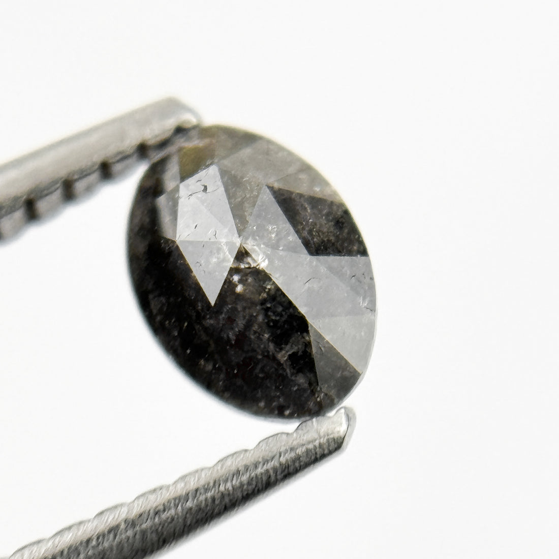 0.58 Ct Oval Rose Cut Grey Black Natural Salt and Pepper Diamond