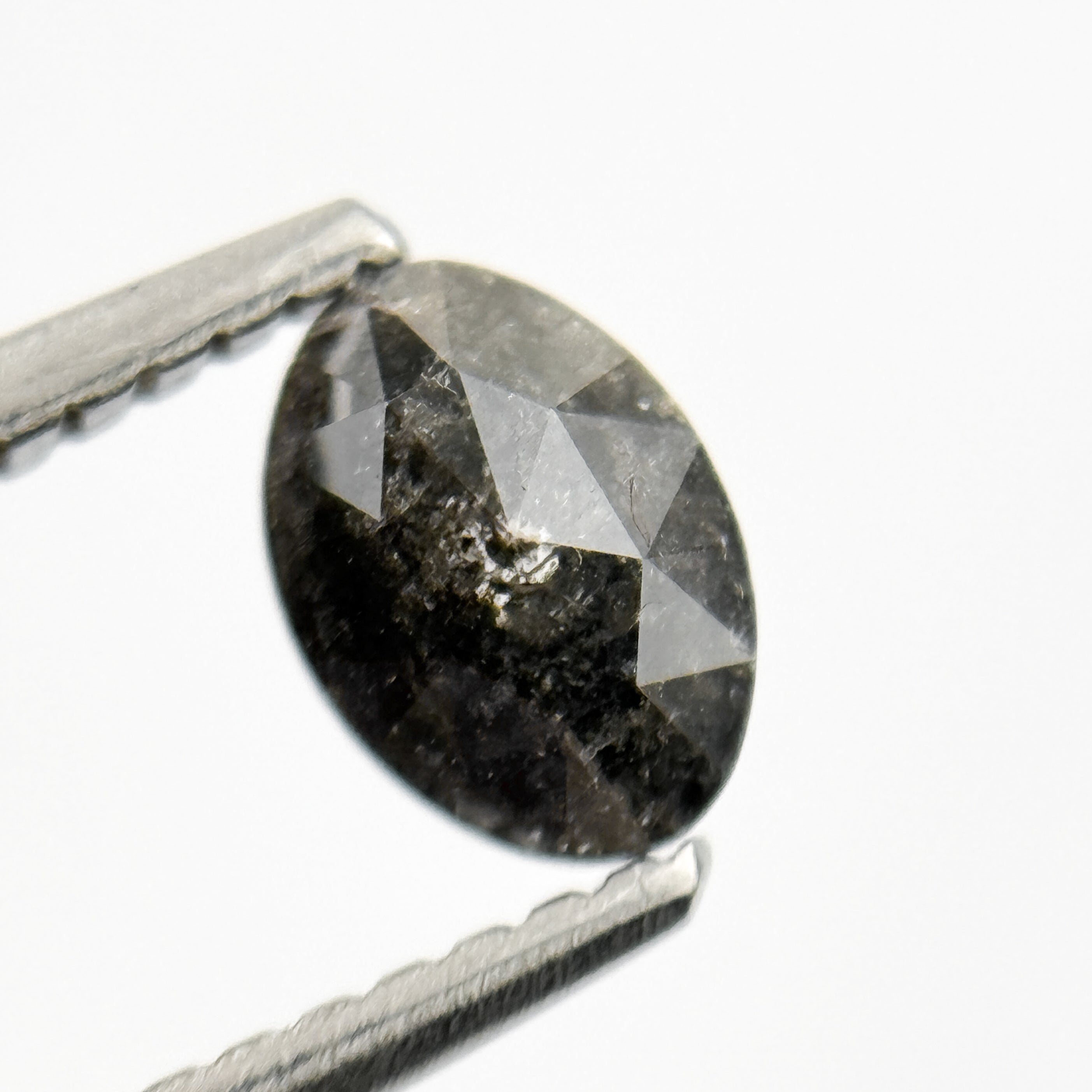 0.58 Ct Oval Rose Cut Grey Black Natural Salt and Pepper Diamond