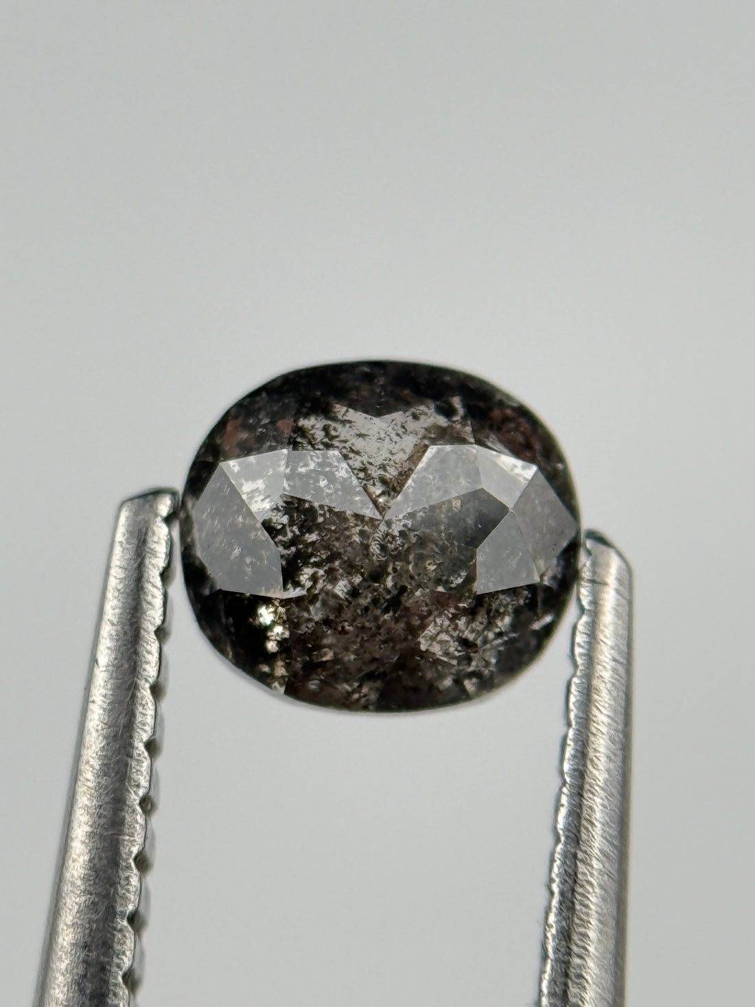 0.73 Ct Cushion Rose Cut Grey Natural Salt and Pepper Diamond
