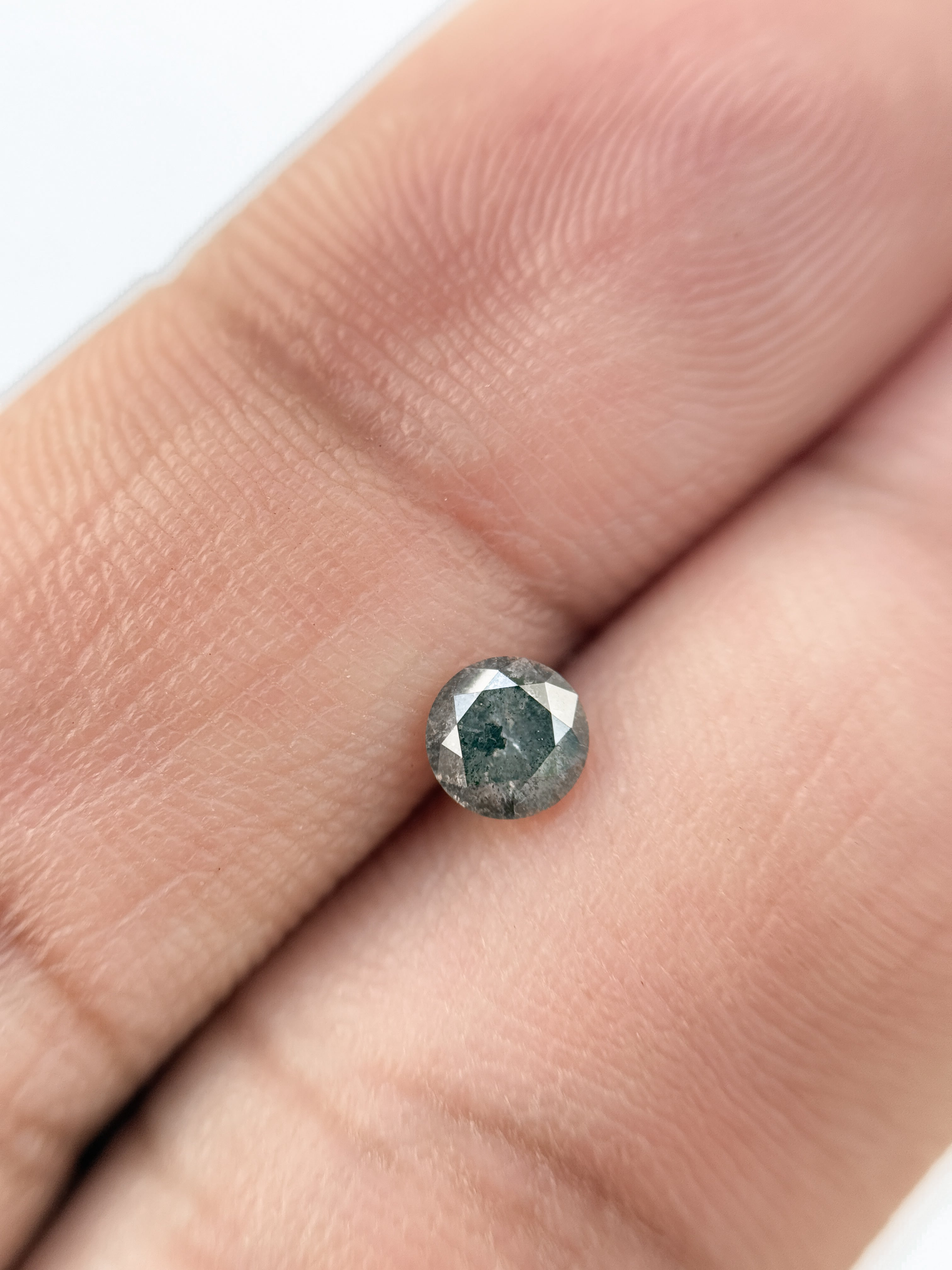 0.40 Ct Round Brilliant Cut Grey Natural Salt and Pepper Diamond