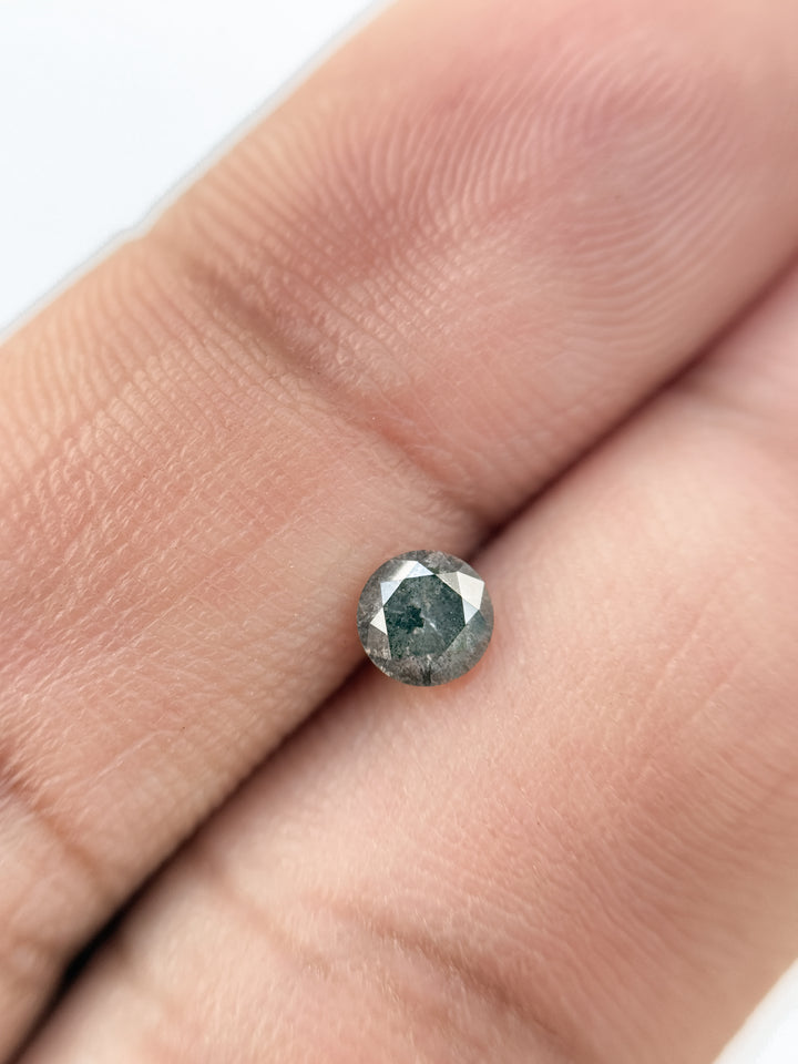 0.40 Ct Round Brilliant Cut Grey Natural Salt and Pepper Diamond