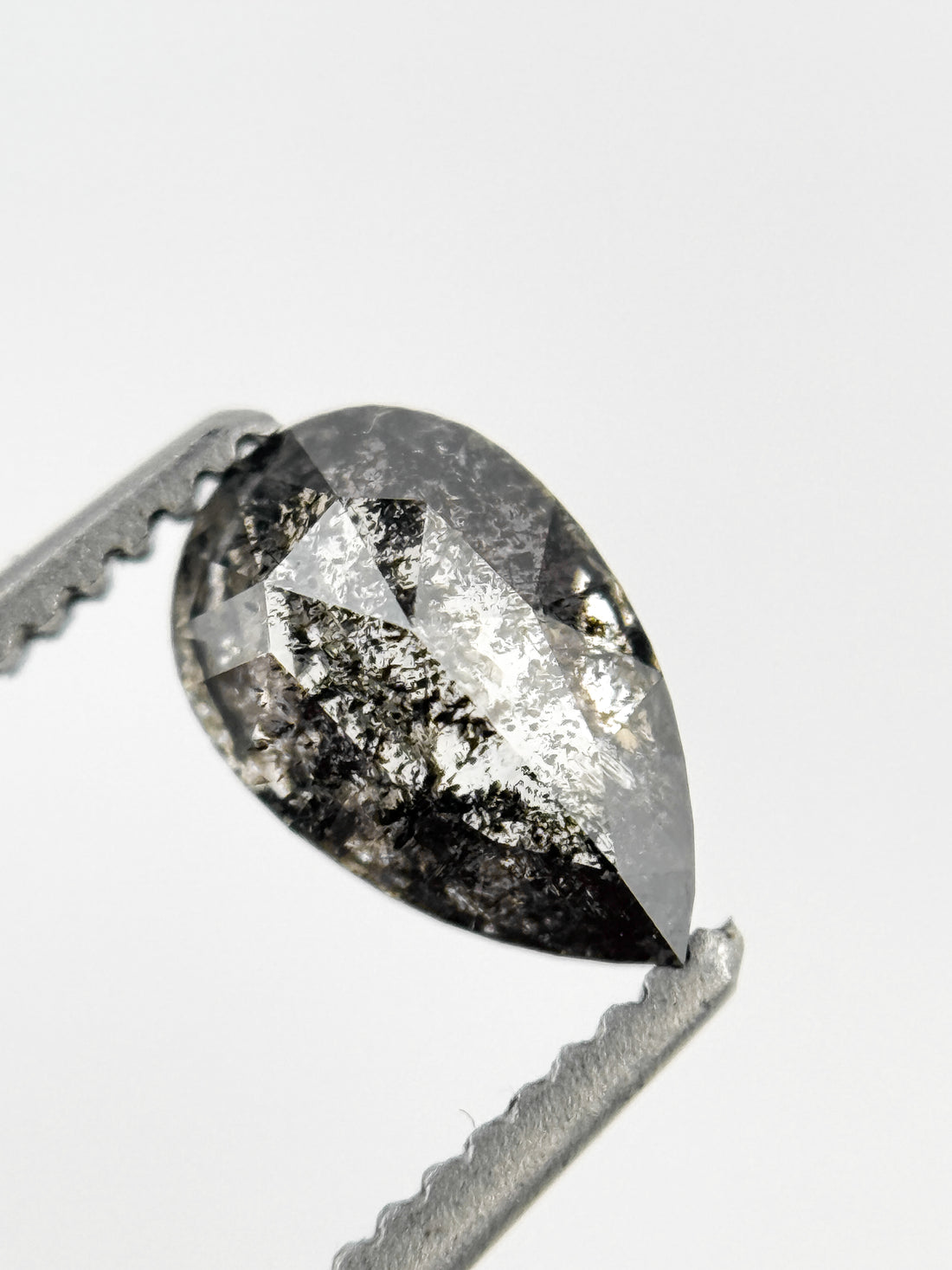0.76 Ct Pear Rose Cut Grey Natural Minimalist Diamond
