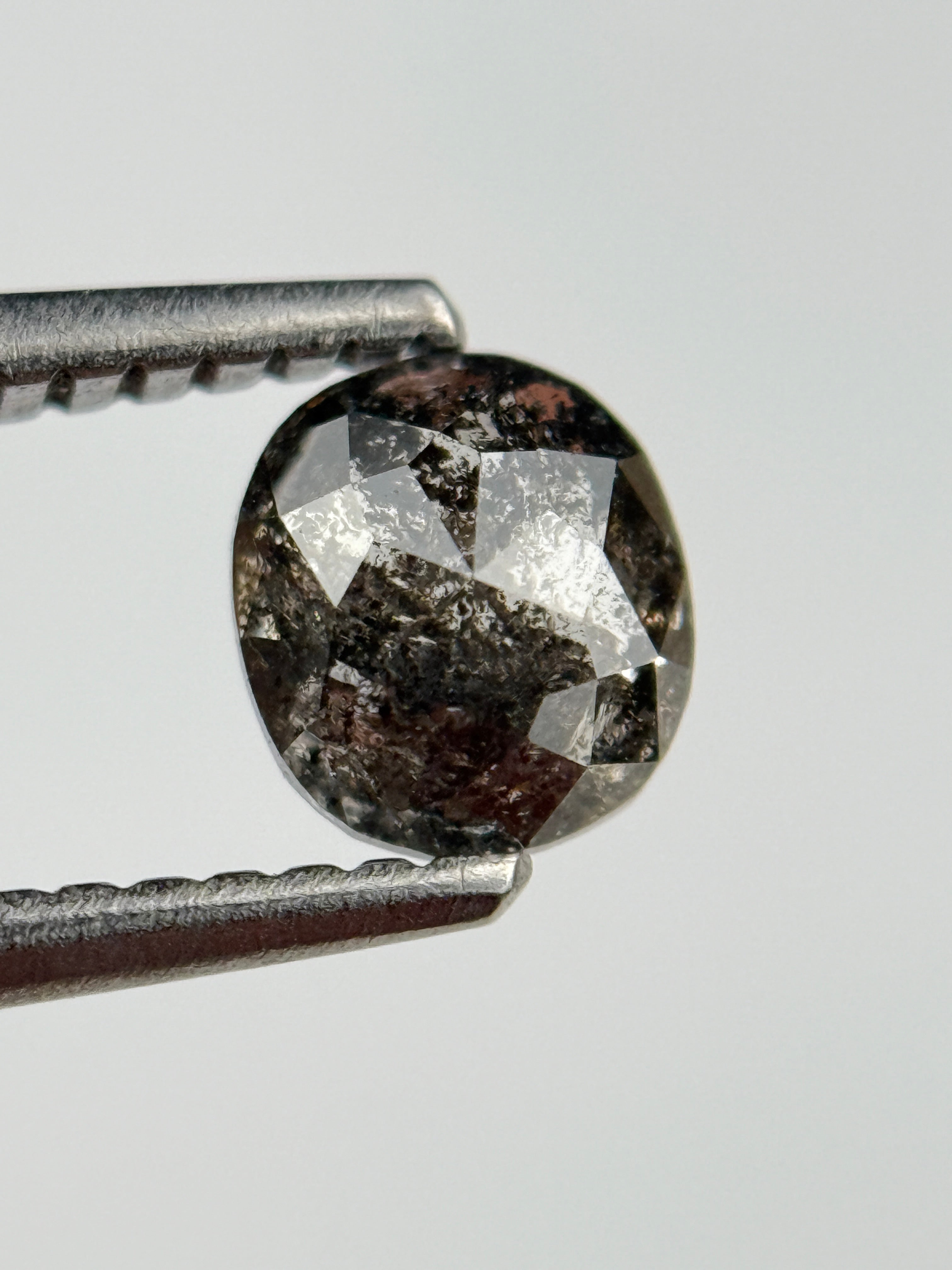0.73 Ct Cushion Rose Cut Grey Natural Salt and Pepper Diamond