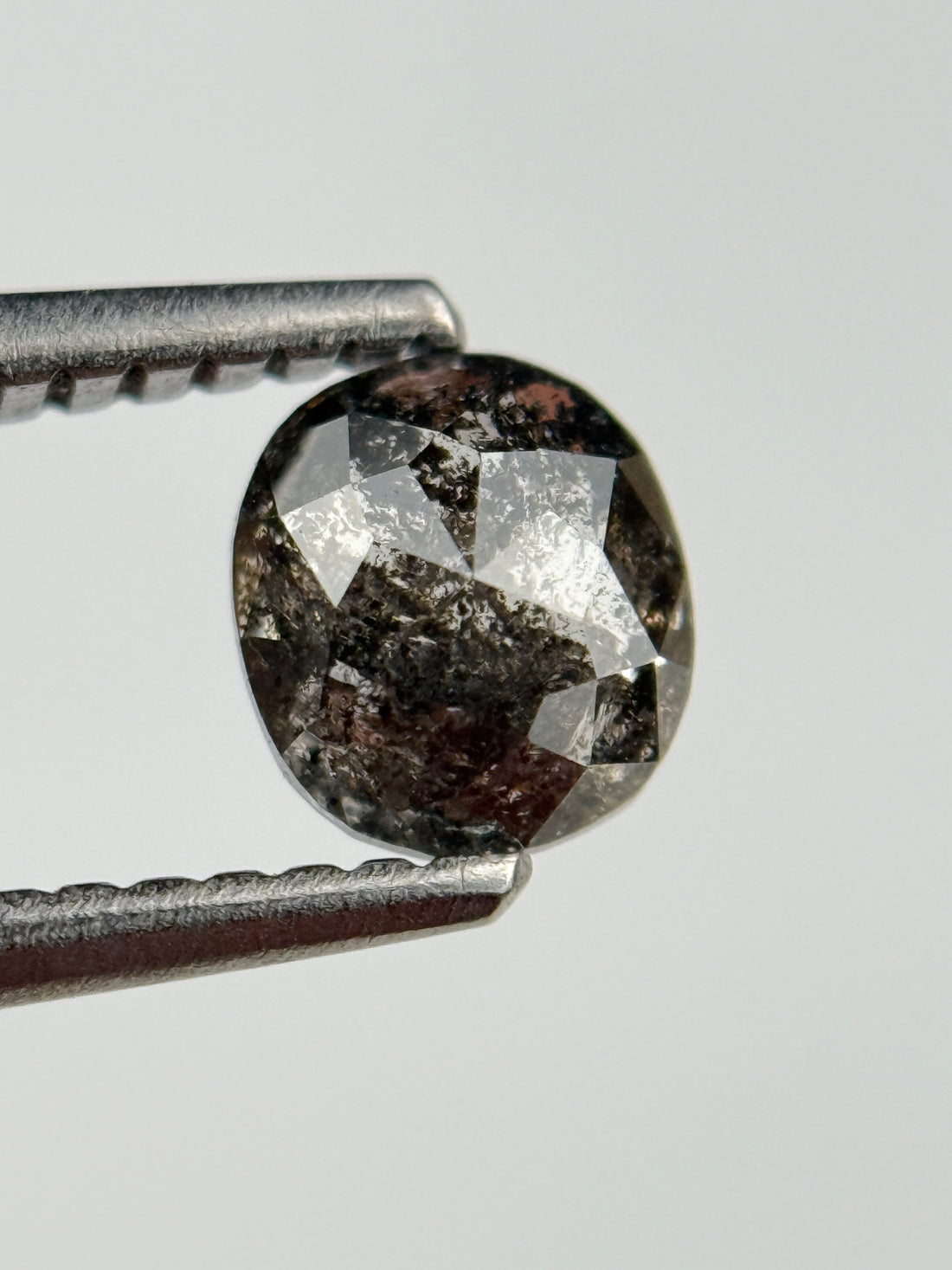 0.73 Ct Cushion Rose Cut Grey Natural Salt and Pepper Diamond