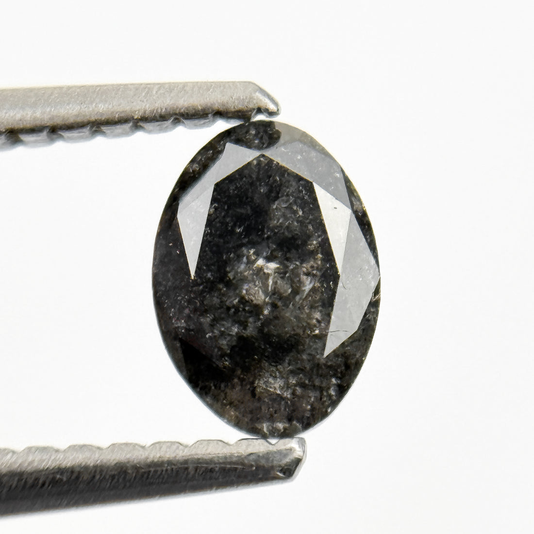 0.58 Ct Oval Rose Cut Grey Black Natural Salt and Pepper Diamond