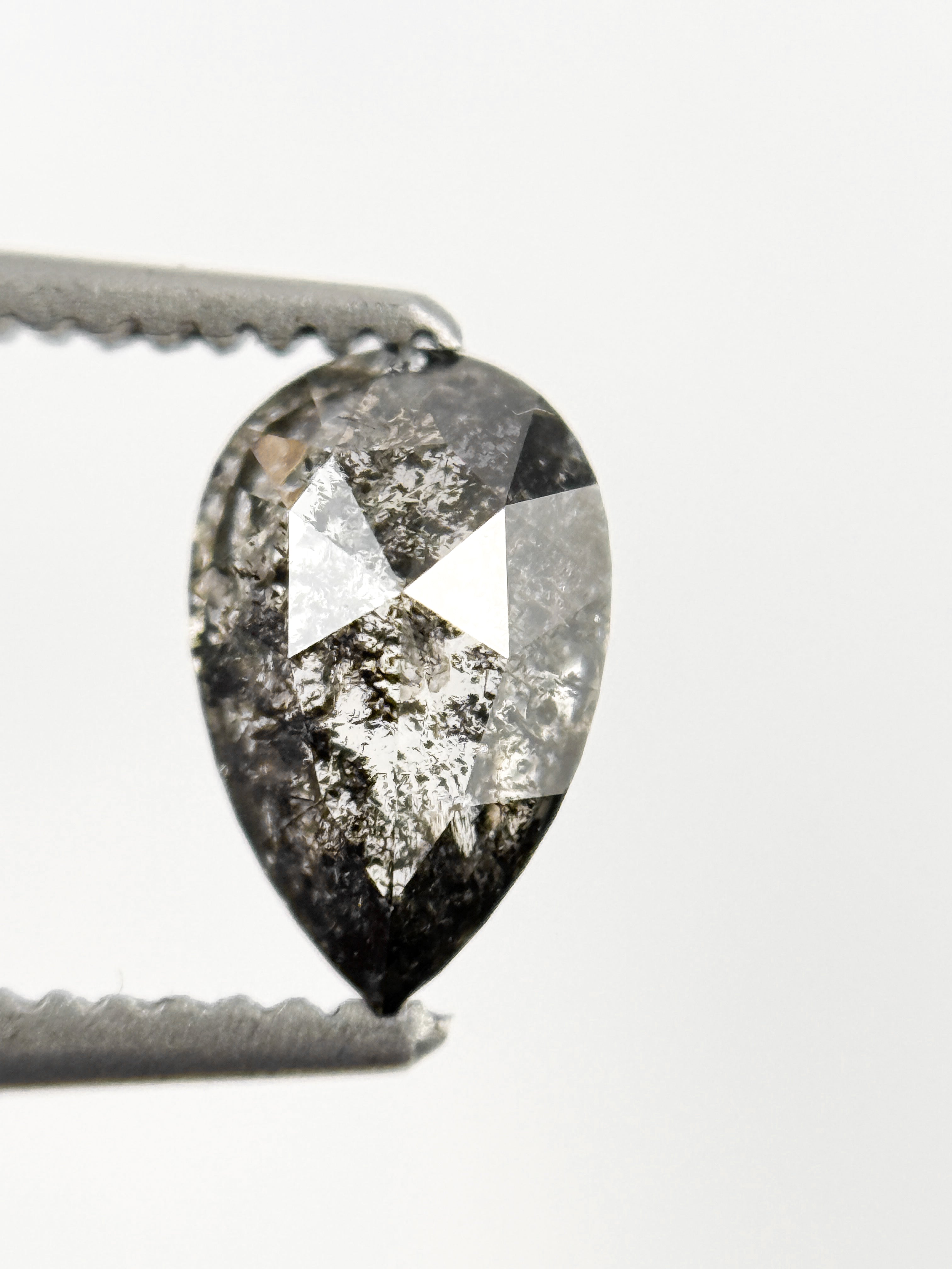0.76 Ct Pear Rose Cut Grey Natural Minimalist Diamond