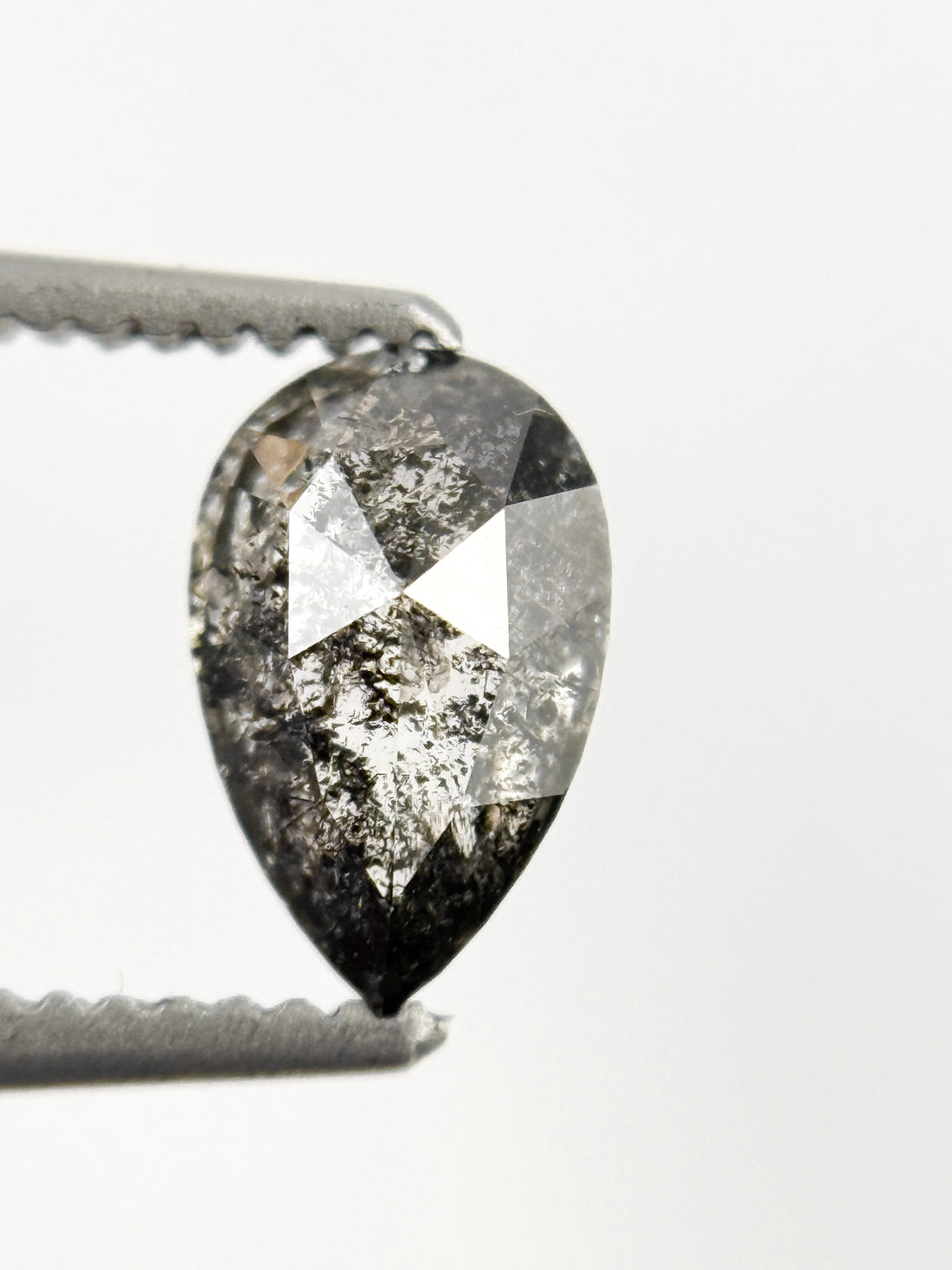 0.76 Ct Pear Rose Cut Grey Natural Minimalist Diamond