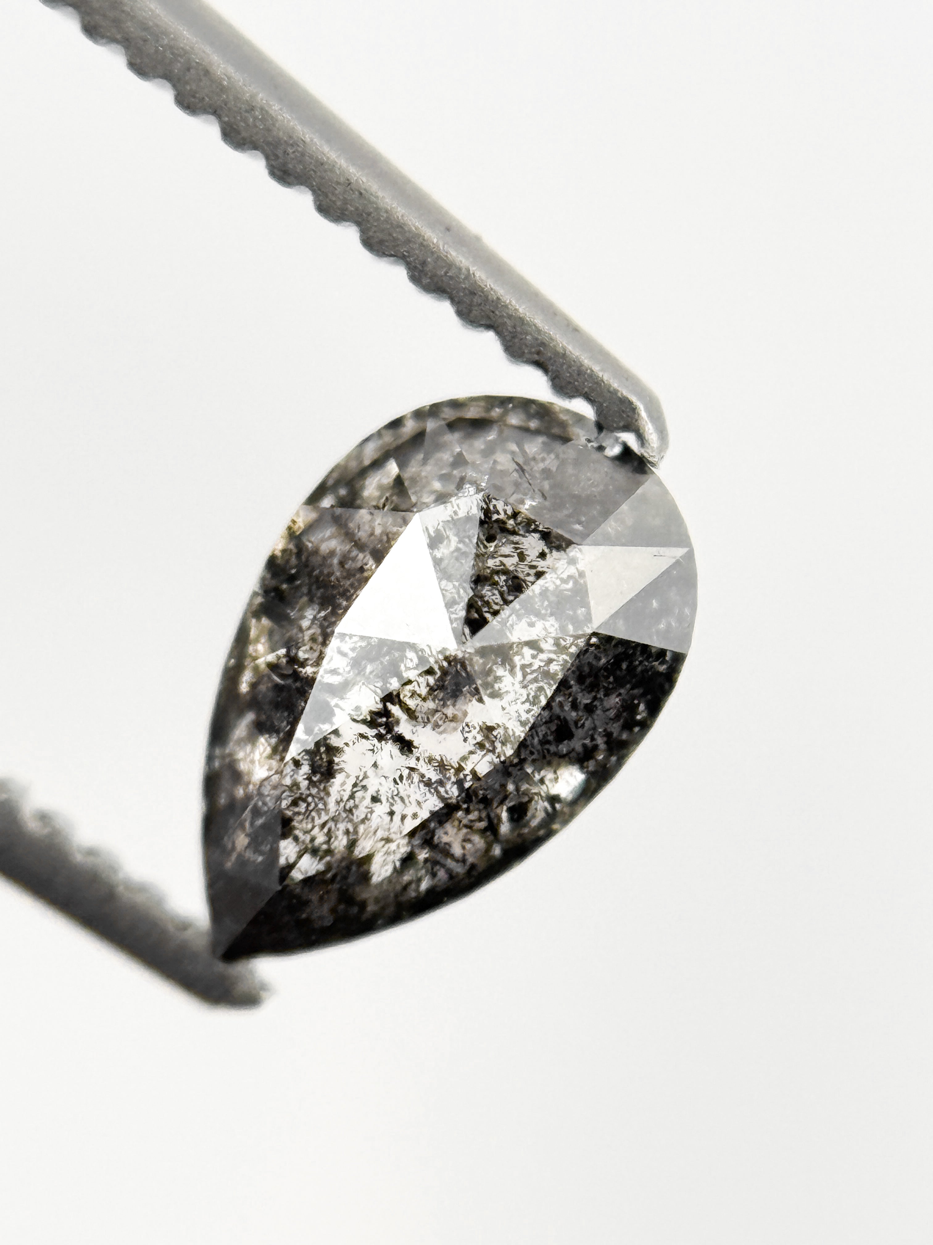0.76 Ct Pear Rose Cut Grey Natural Minimalist Diamond