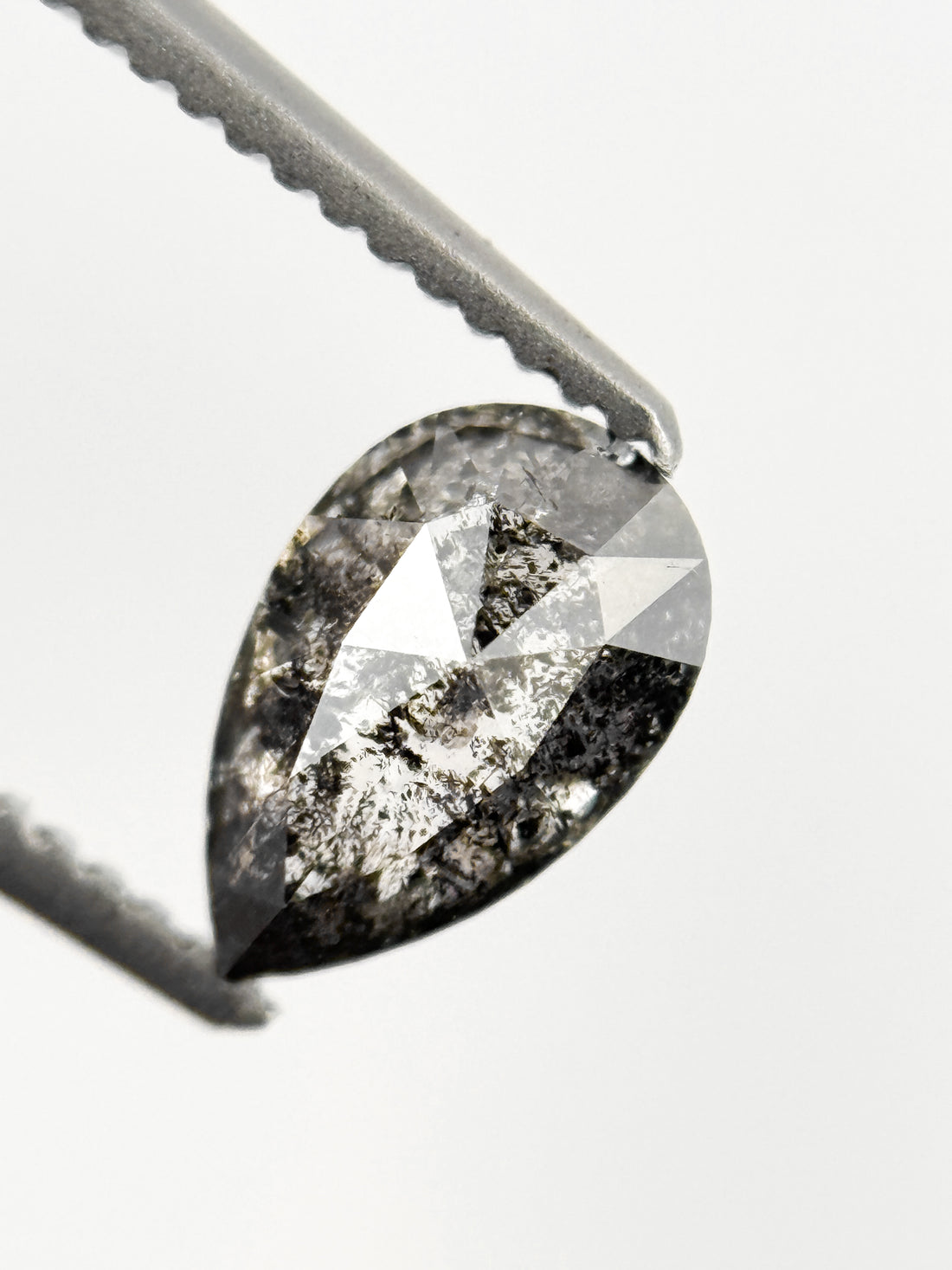 0.76 Ct Pear Rose Cut Grey Natural Minimalist Diamond