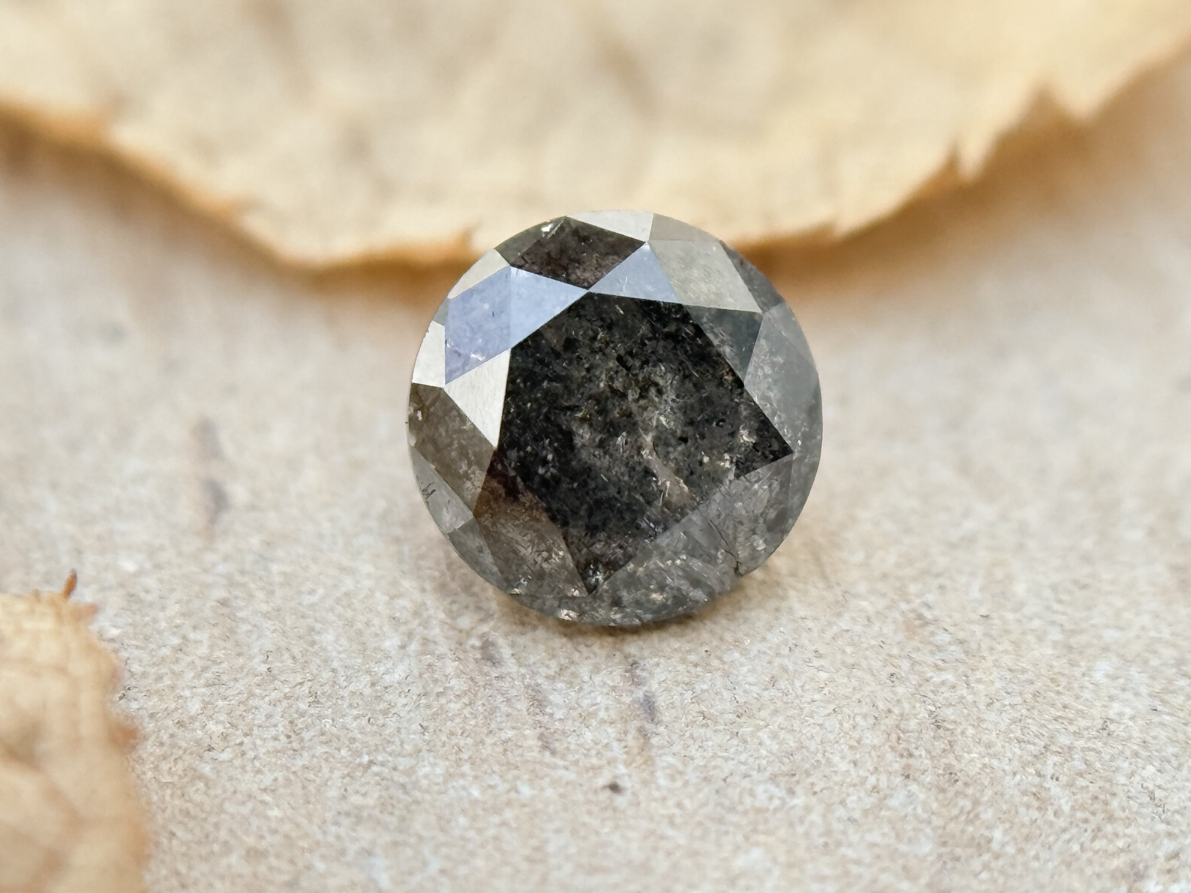 0.49 Ct Round Brilliant Cut Grey Natural Salt and Pepper Diamond