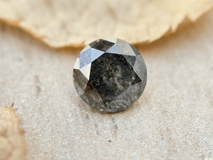 0.49 Ct Round Brilliant Cut Grey Natural Salt and Pepper Diamond