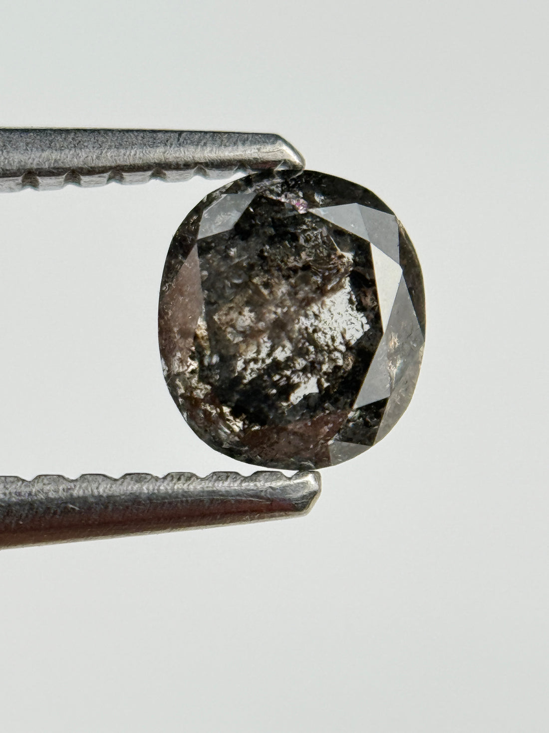 0.73 Ct Cushion Rose Cut Grey Natural Salt and Pepper Diamond