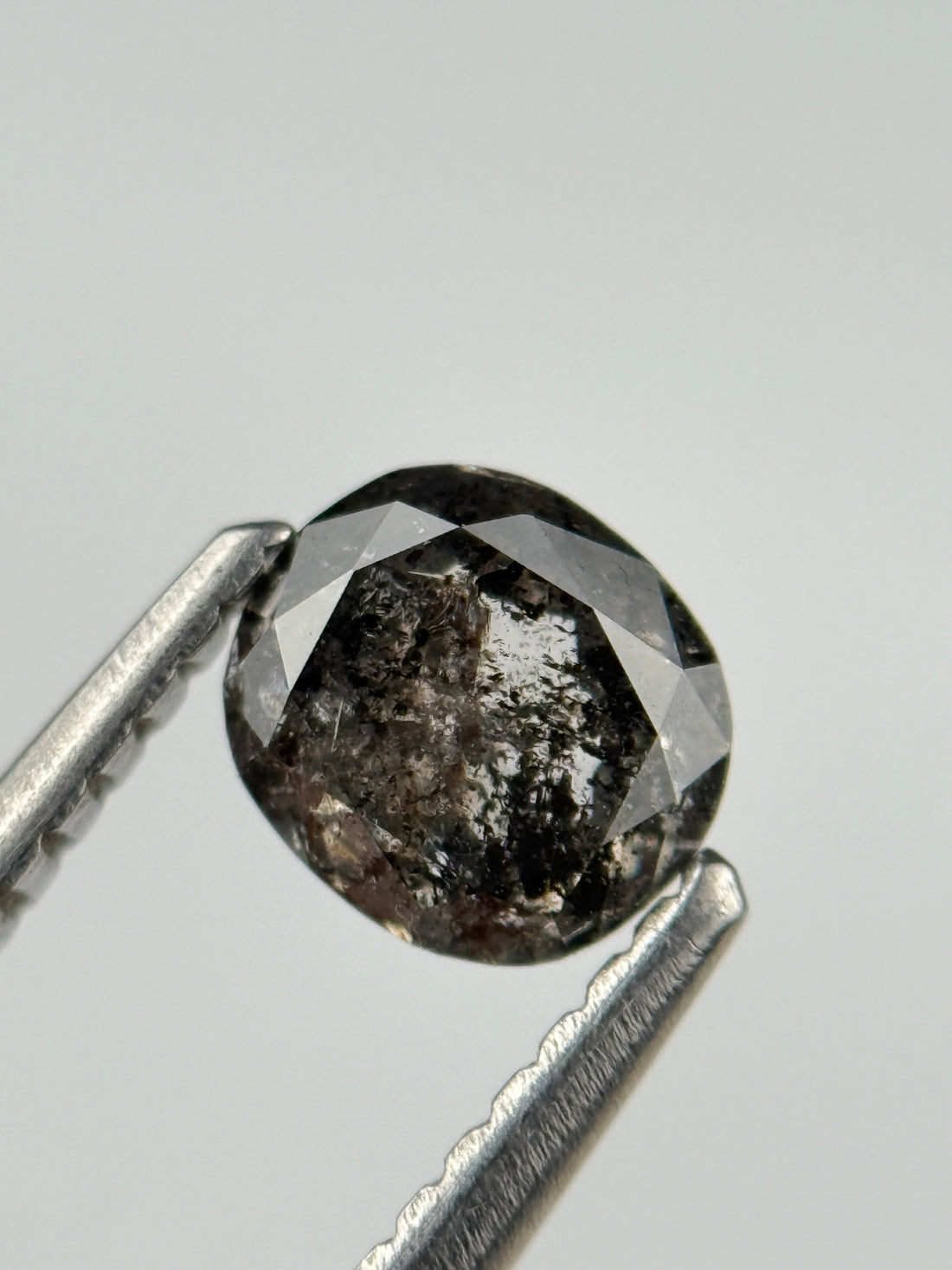 0.73 Ct Cushion Rose Cut Grey Natural Salt and Pepper Diamond