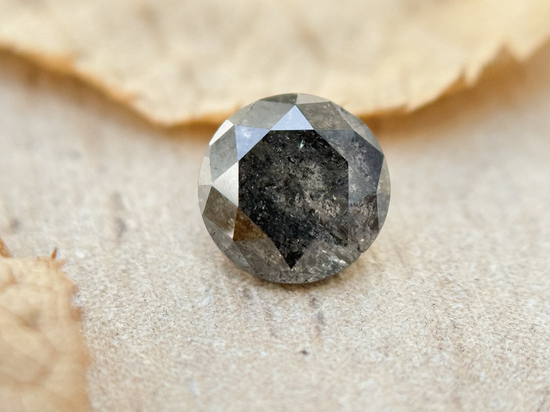 0.49 Ct Round Brilliant Cut Grey Natural Salt and Pepper Diamond