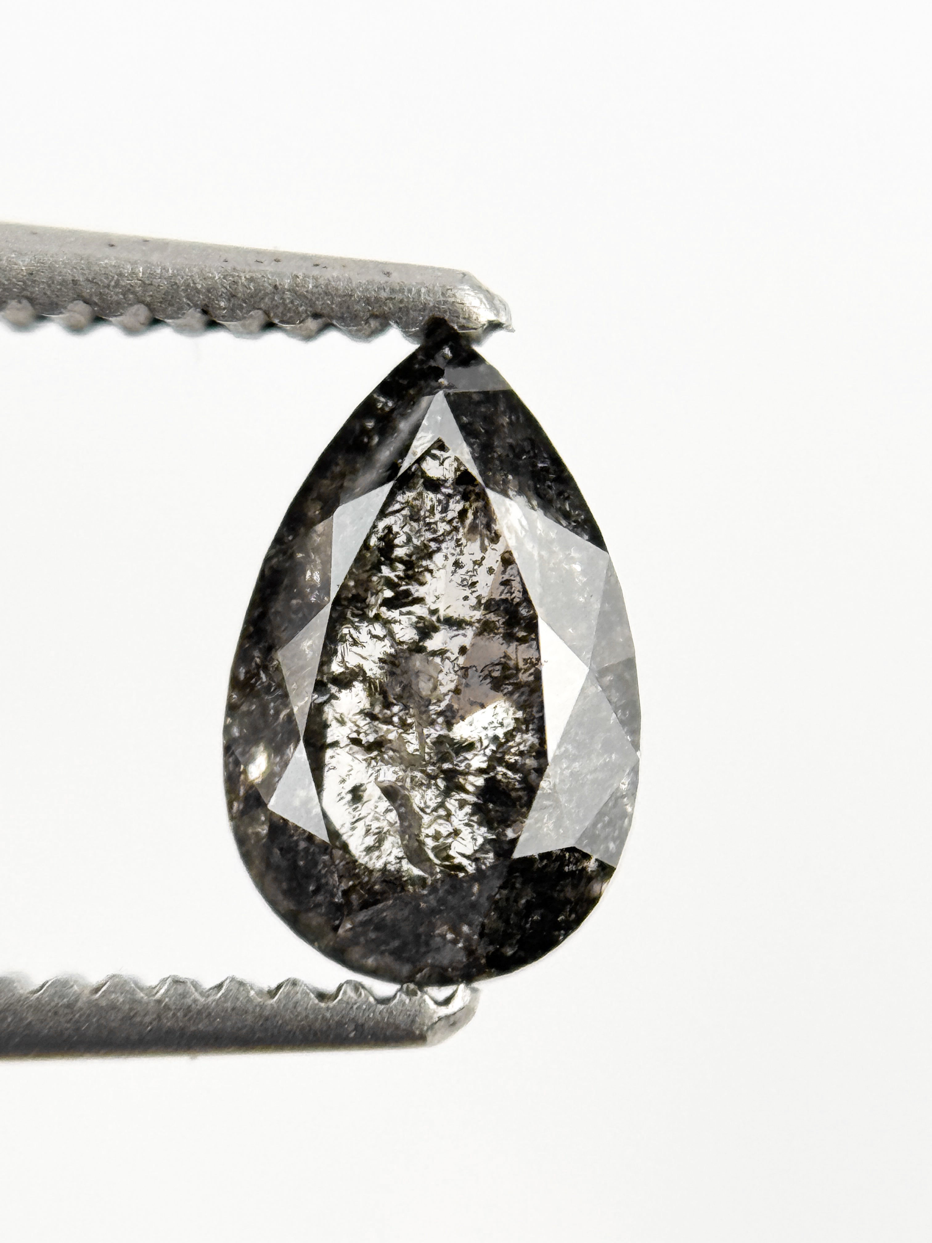 0.76 Ct Pear Rose Cut Grey Natural Minimalist Diamond