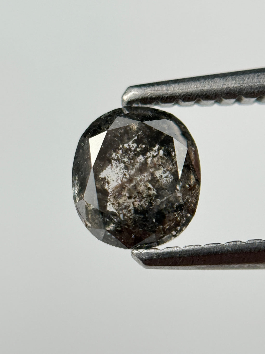 0.73 Ct Cushion Rose Cut Grey Natural Salt and Pepper Diamond