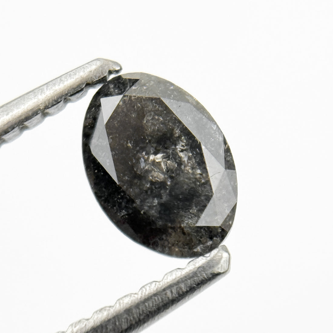 0.58 Ct Oval Rose Cut Grey Black Natural Salt and Pepper Diamond