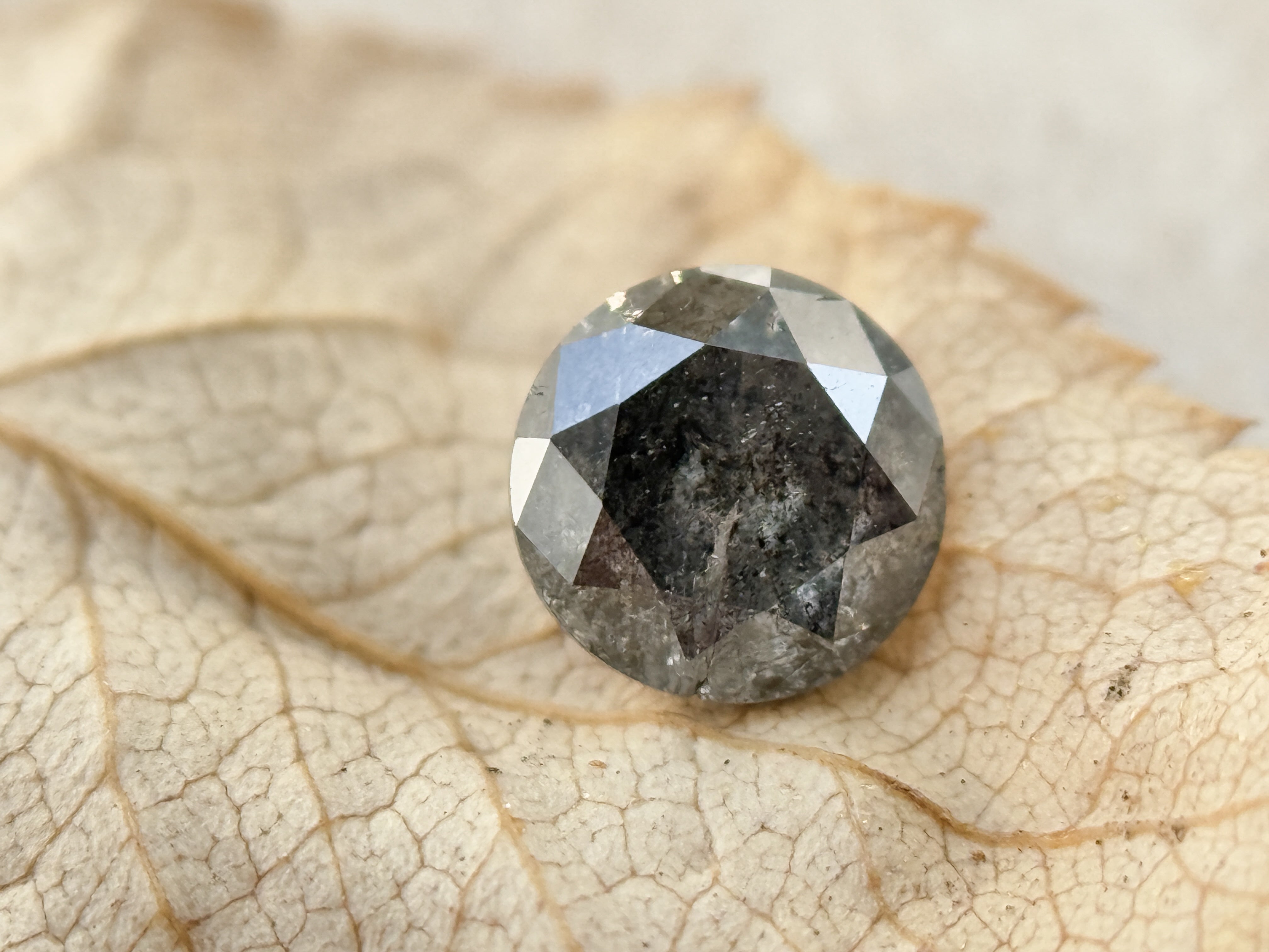0.49 Ct Round Brilliant Cut Grey Natural Salt and Pepper Diamond
