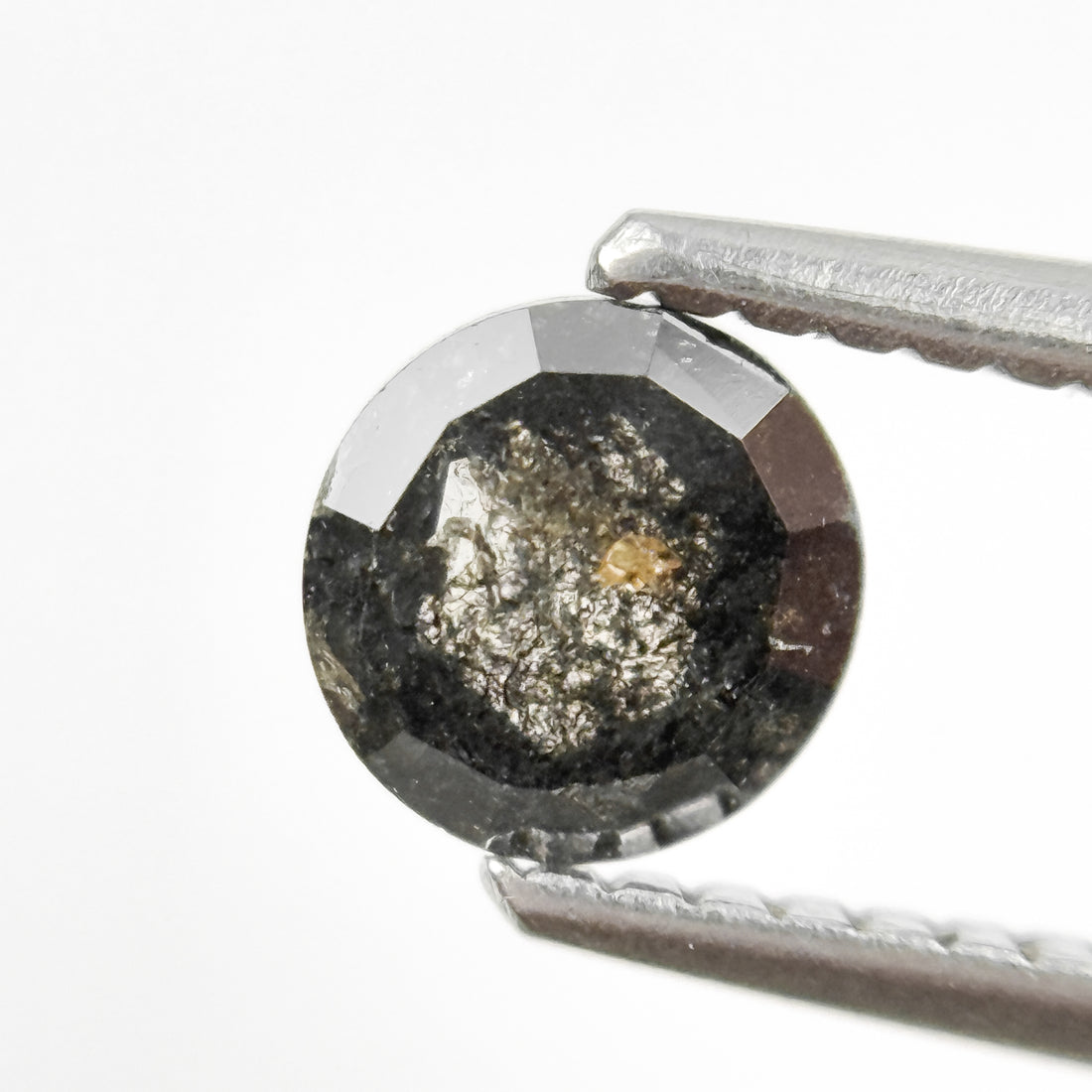 0.68 Ct Round Rose Cut Grey Natural Salt and Pepper Diamond