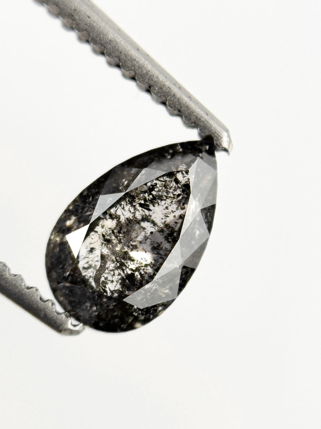 0.76 Ct Pear Rose Cut Grey Natural Minimalist Diamond