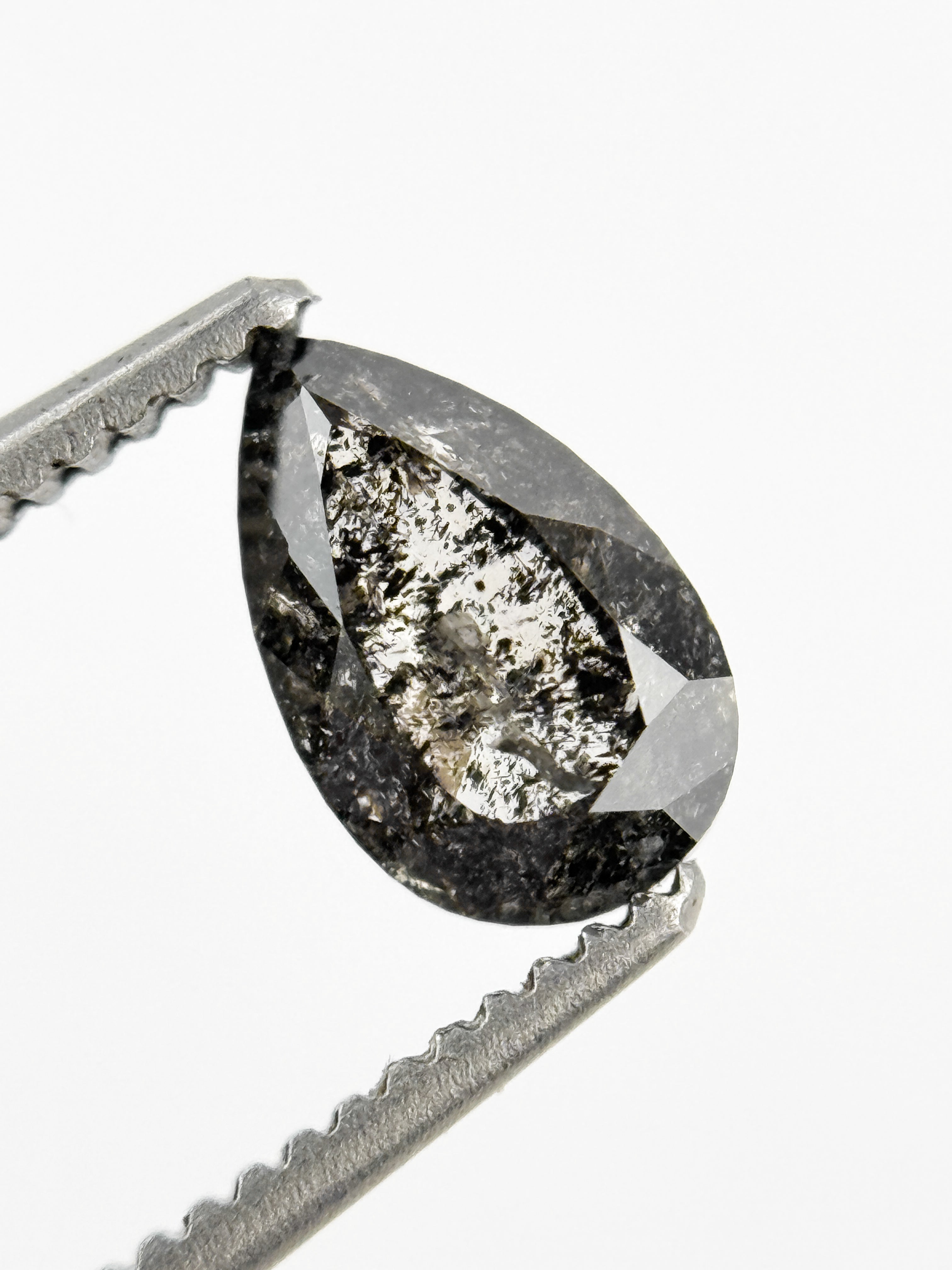 0.76 Ct Pear Rose Cut Grey Natural Minimalist Diamond